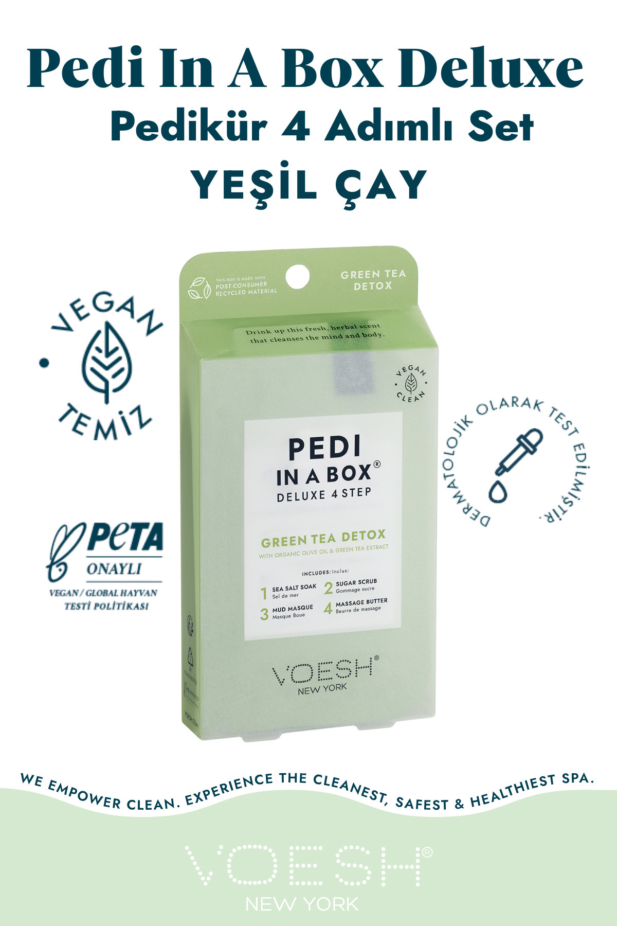 Voesh New York Pedi In A Box Deluxe Pedikür 4 Adımlı Set Yeşil Çay