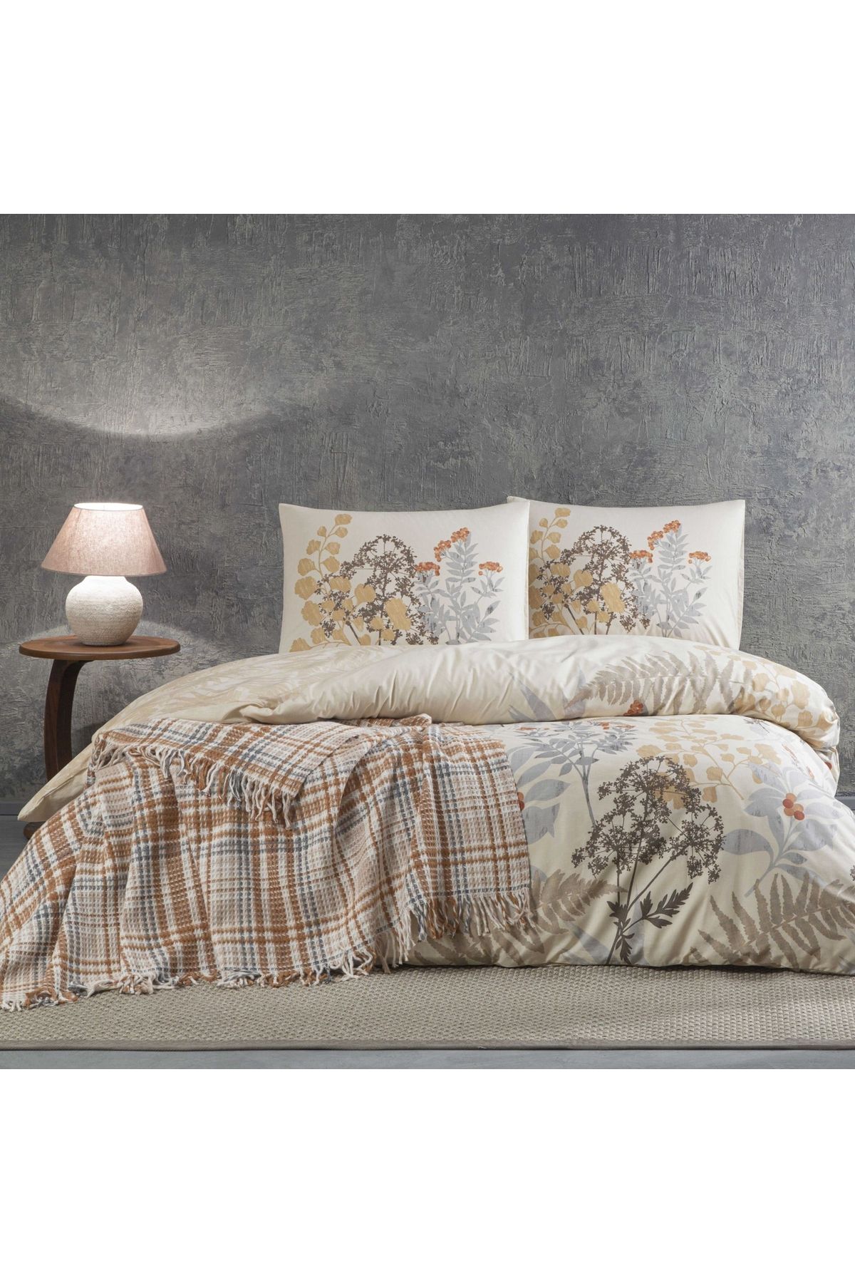 Taç-Woody Double Scotch Blanket Duvet Cover Set Brown 2