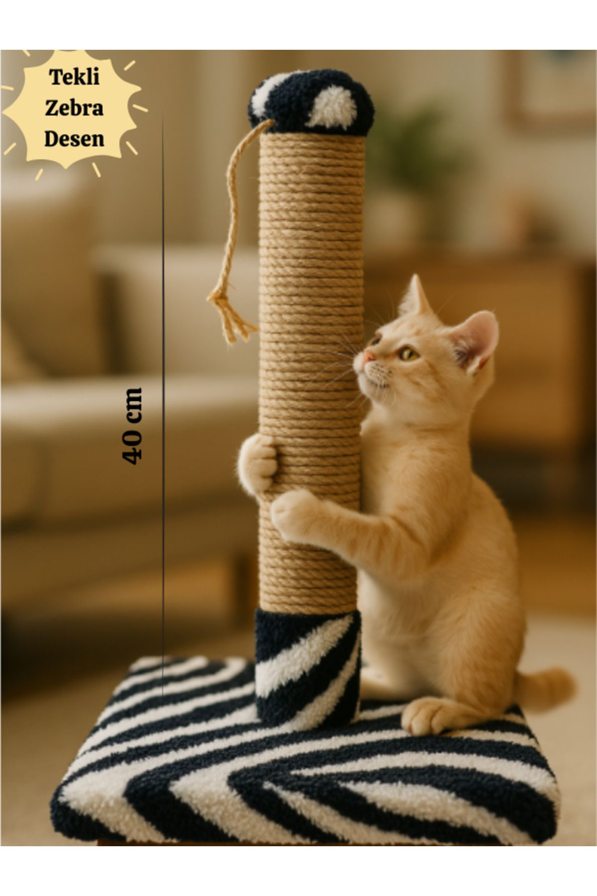 Komano Pontika-Plush Textured Soft Patterned Cat Scratching Board 42 cm Soft Loved Colors 1