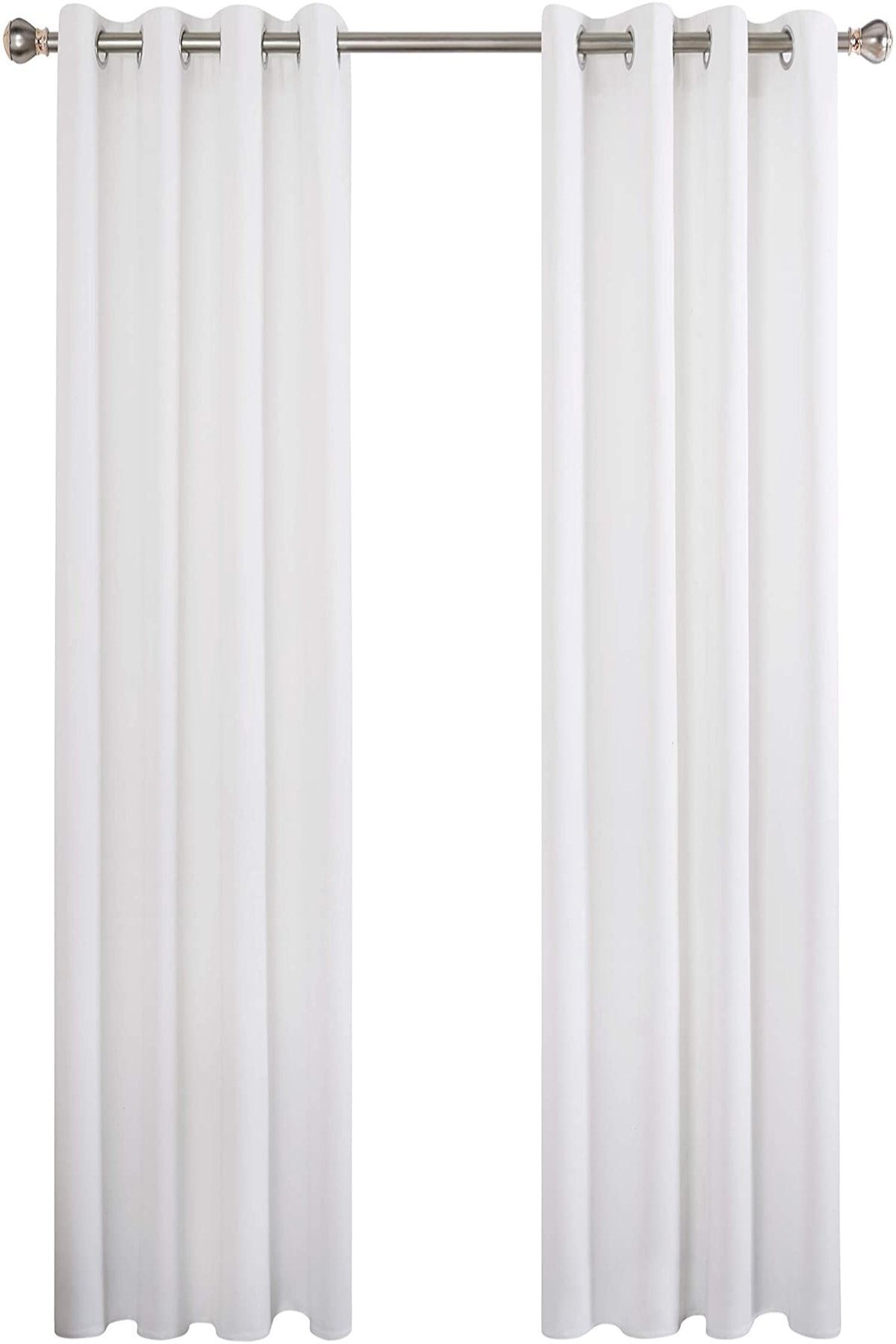 White Color Rustic Fabric Curtain Eyelet Ring Pipe Ring Decoring Curtain