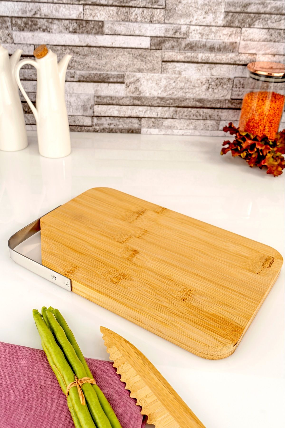 Bambum-Zoe Cutting Board with Steel Handle - Rectangular Structure 2