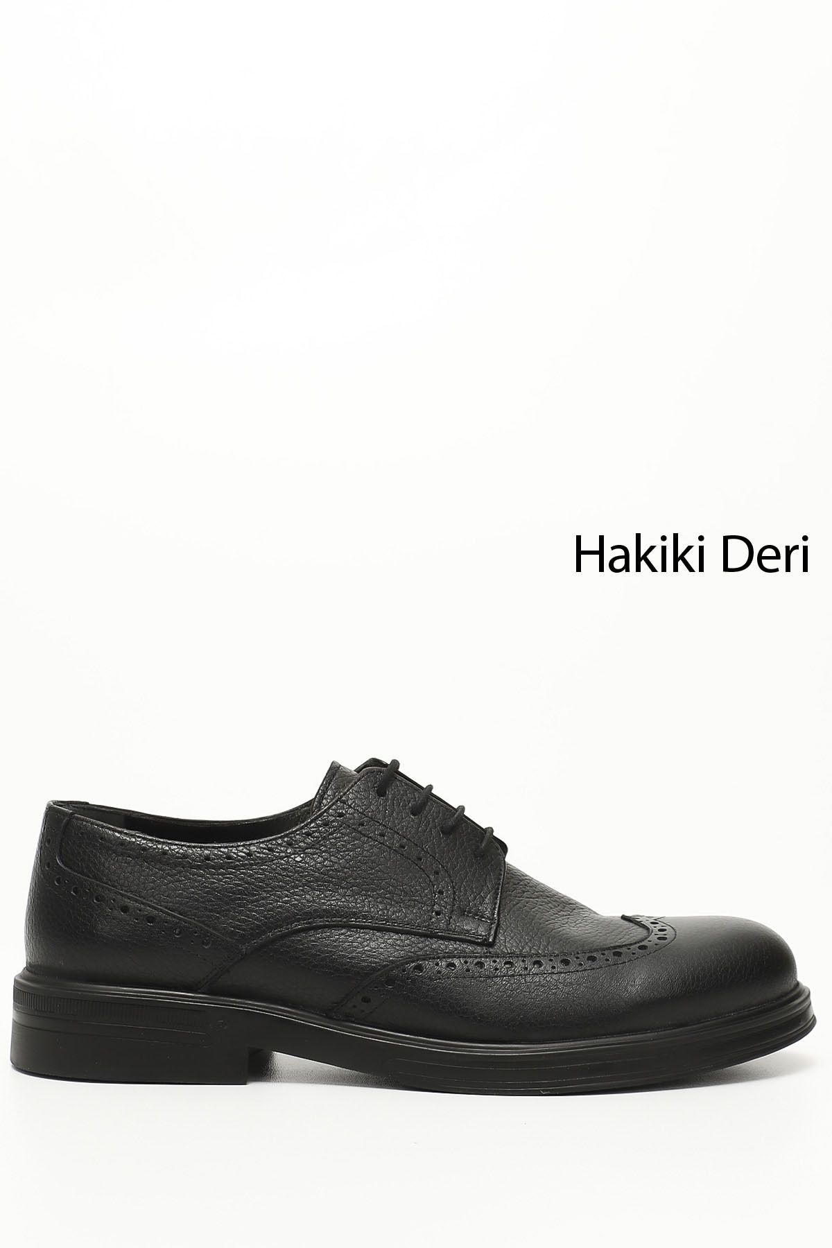 GÖNDERİ(R)-Men's Black Lace-Up Genuine Leather Classic Shoes 1