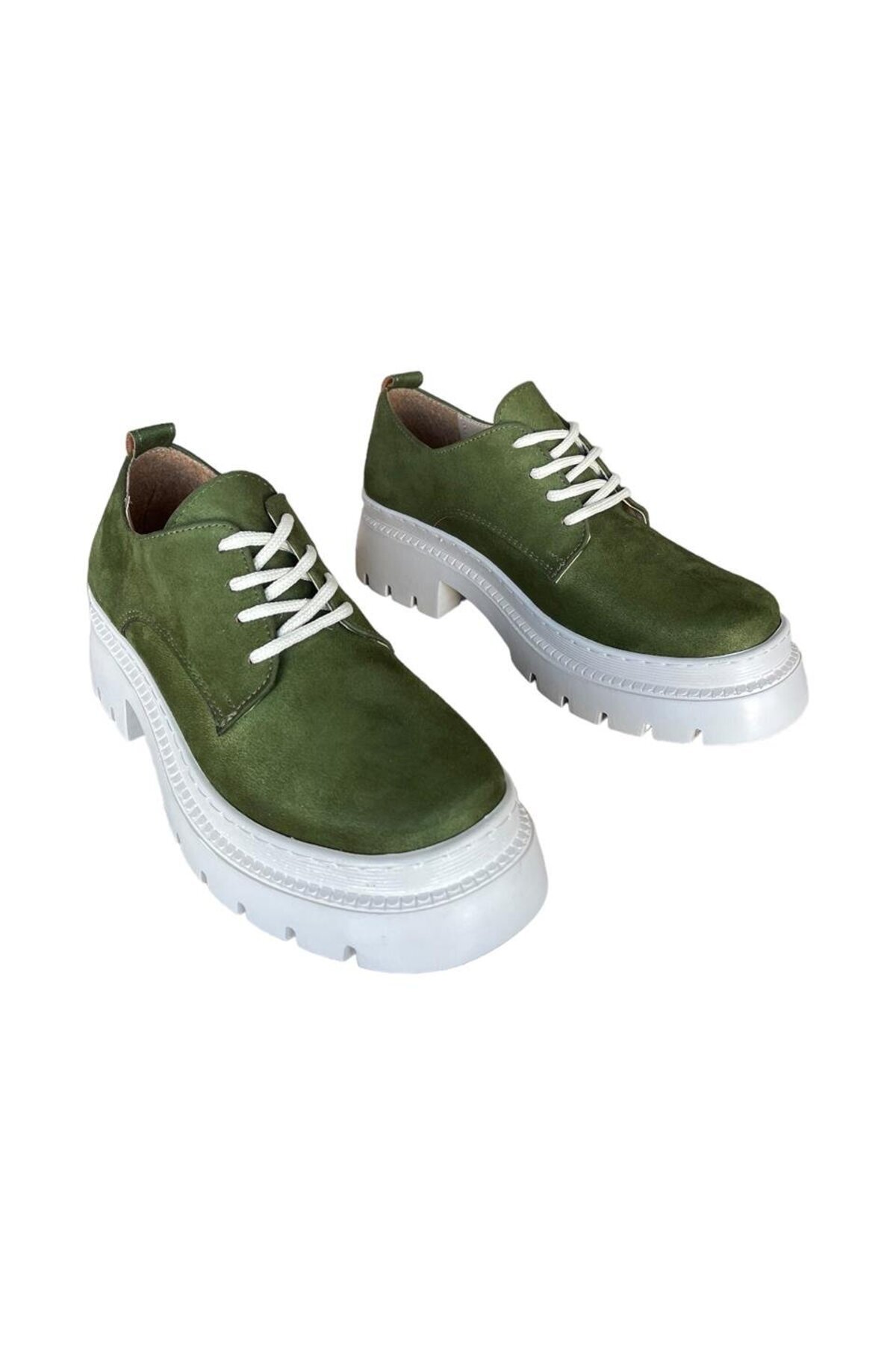 Liger-Pantofi Oxford pentru damă cu șireturi, cu talpă înaltă, verzi 3