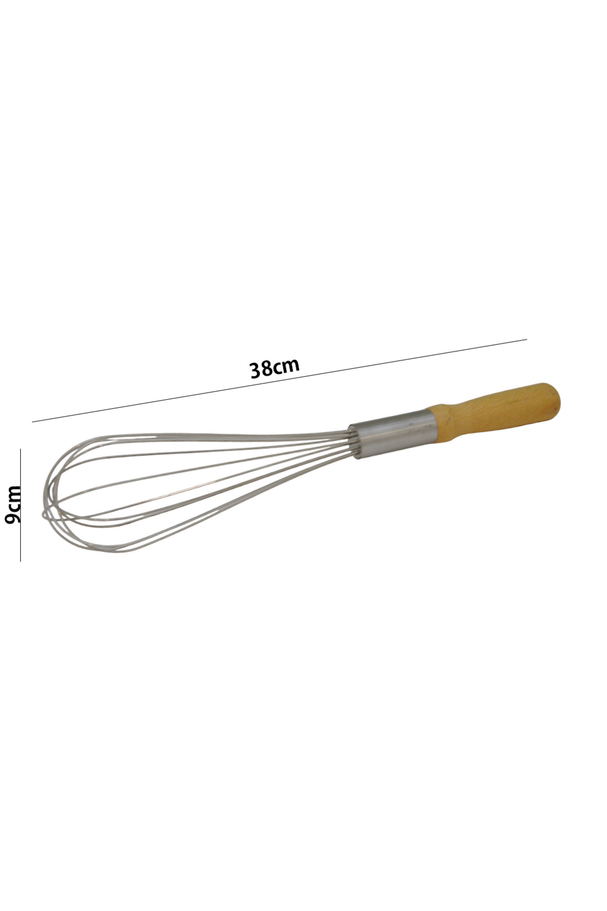 Generic-Stainless steel hand whisk with wooden handle 2