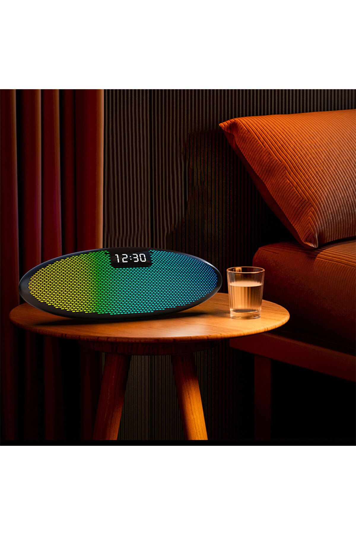 Generic-Bluetooth Speaker with LED Light Modes & Digital Clock USB Rechargeable, Wireless Audio 3