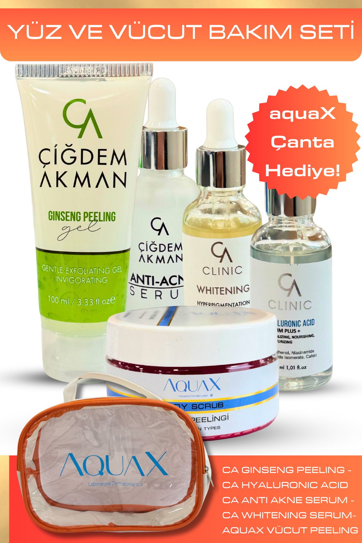 AquaX Yüz ve Vücut Bakım Seti - AquaX Çanta Hediye