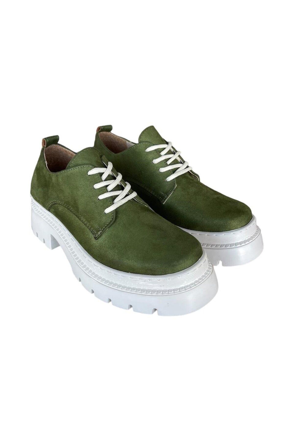 Liger-Pantofi Oxford pentru damă cu șireturi, cu talpă înaltă, verzi 2