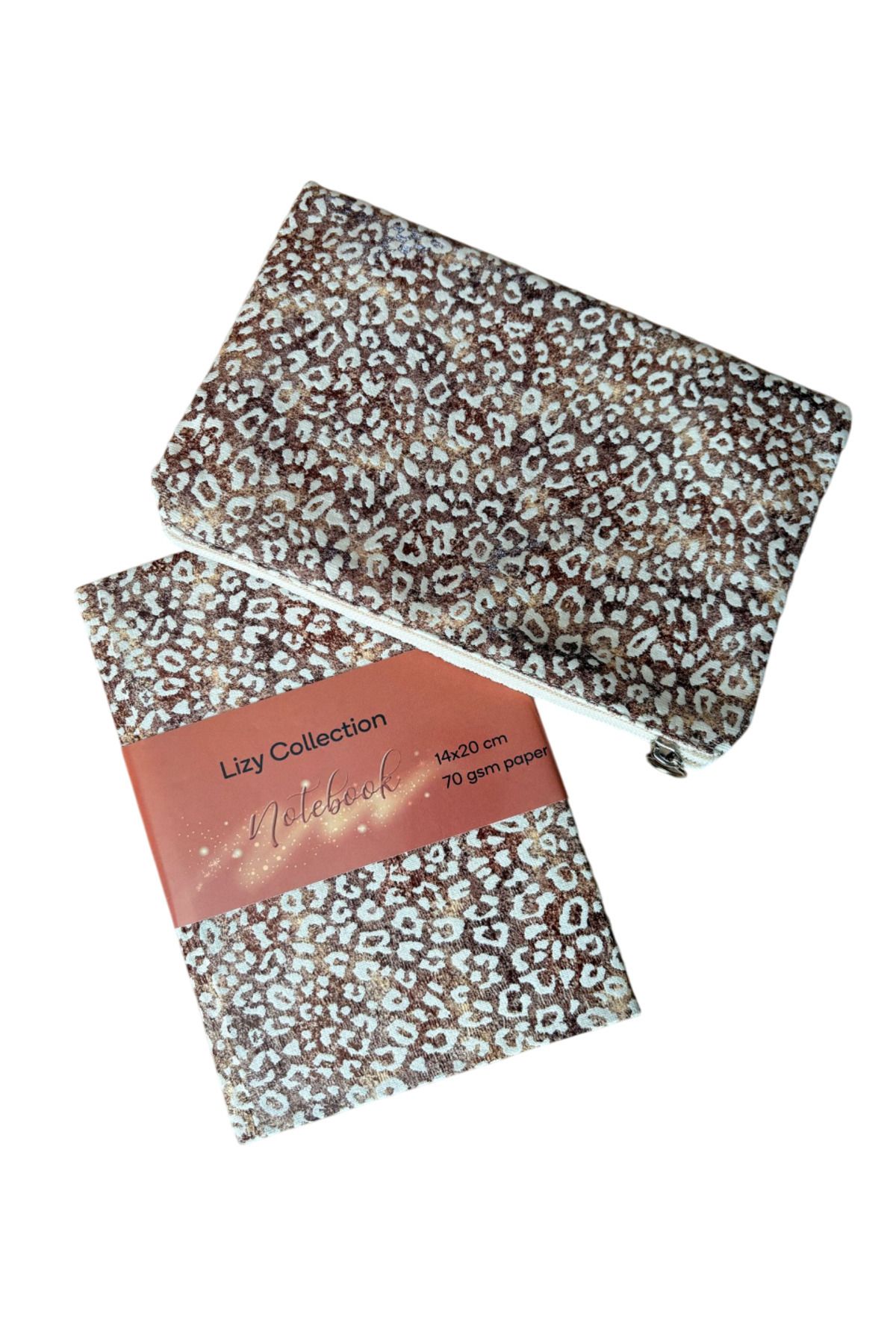 Adalinhome-Lizy Leopard Patterned Timeless Agenda and Accessory Bag (14*20 - 70 Sheets) 3