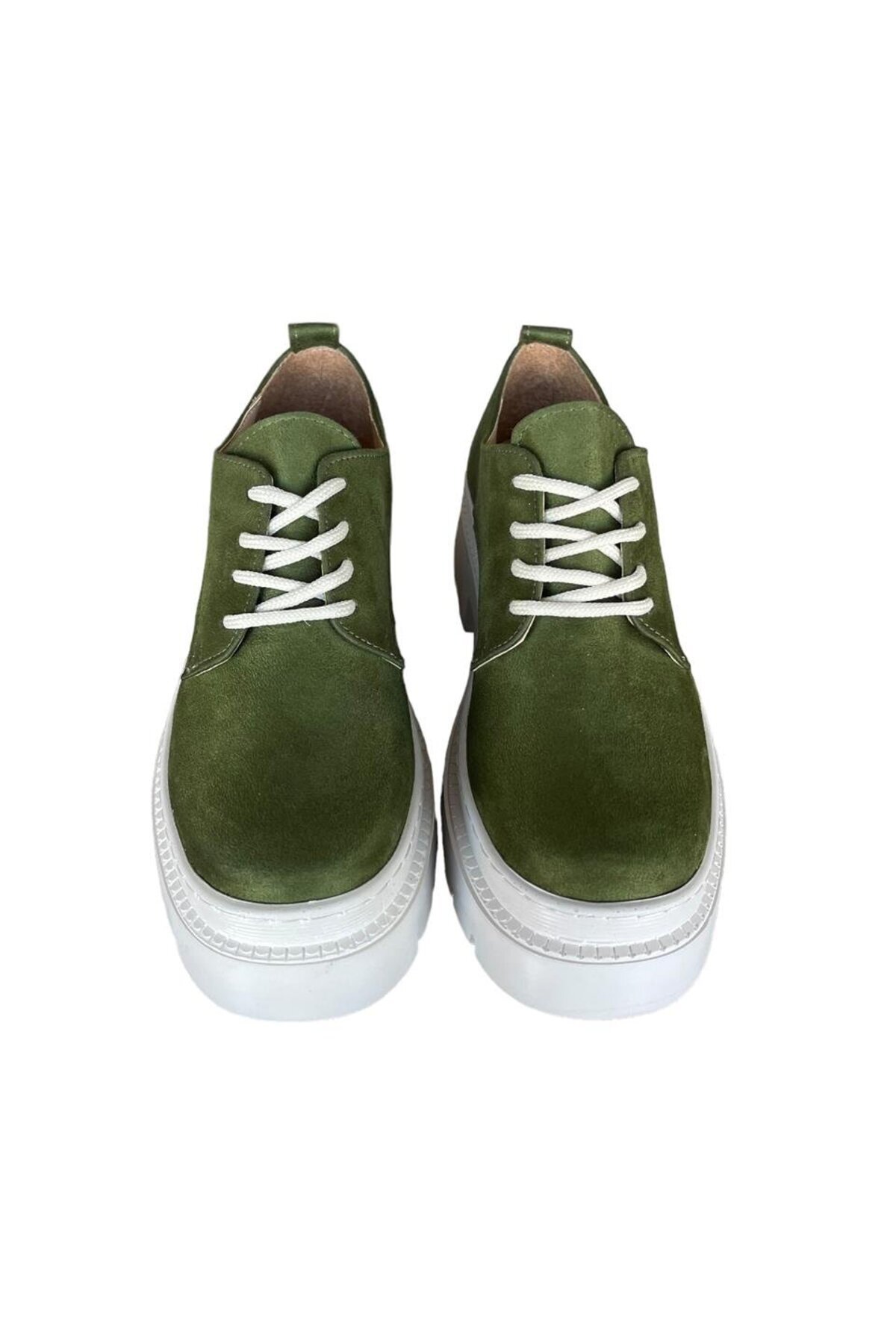 Liger-Pantofi Oxford pentru damă cu șireturi, cu talpă înaltă, verzi 4
