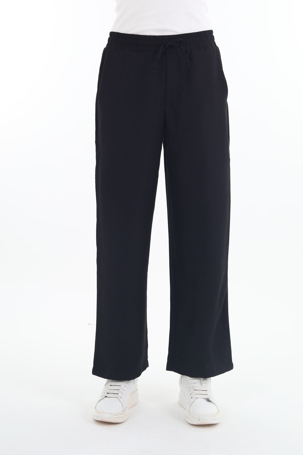 Rich-Pantaloni de in pentru femei cu talie înaltă 6