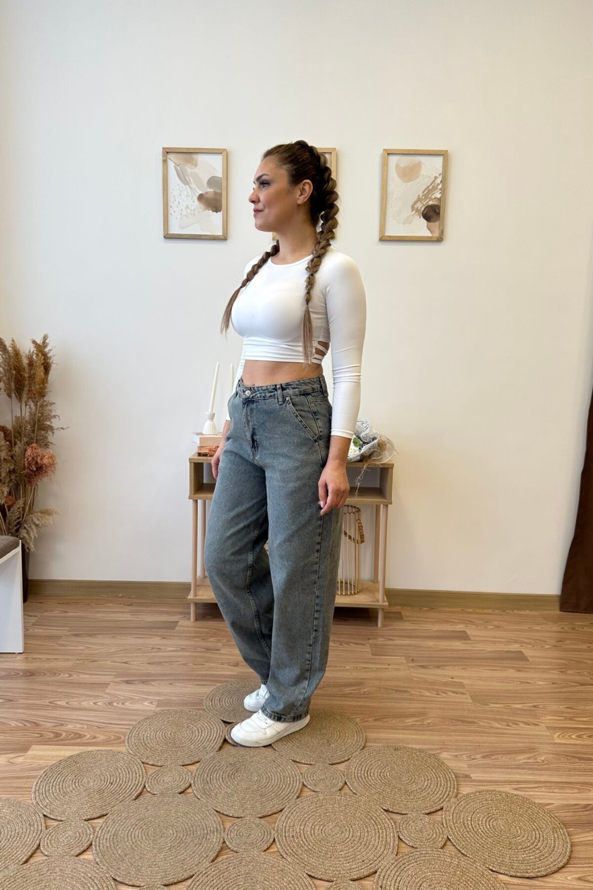 Aychayla Soluk Efektli Baggy Jean görsel 4