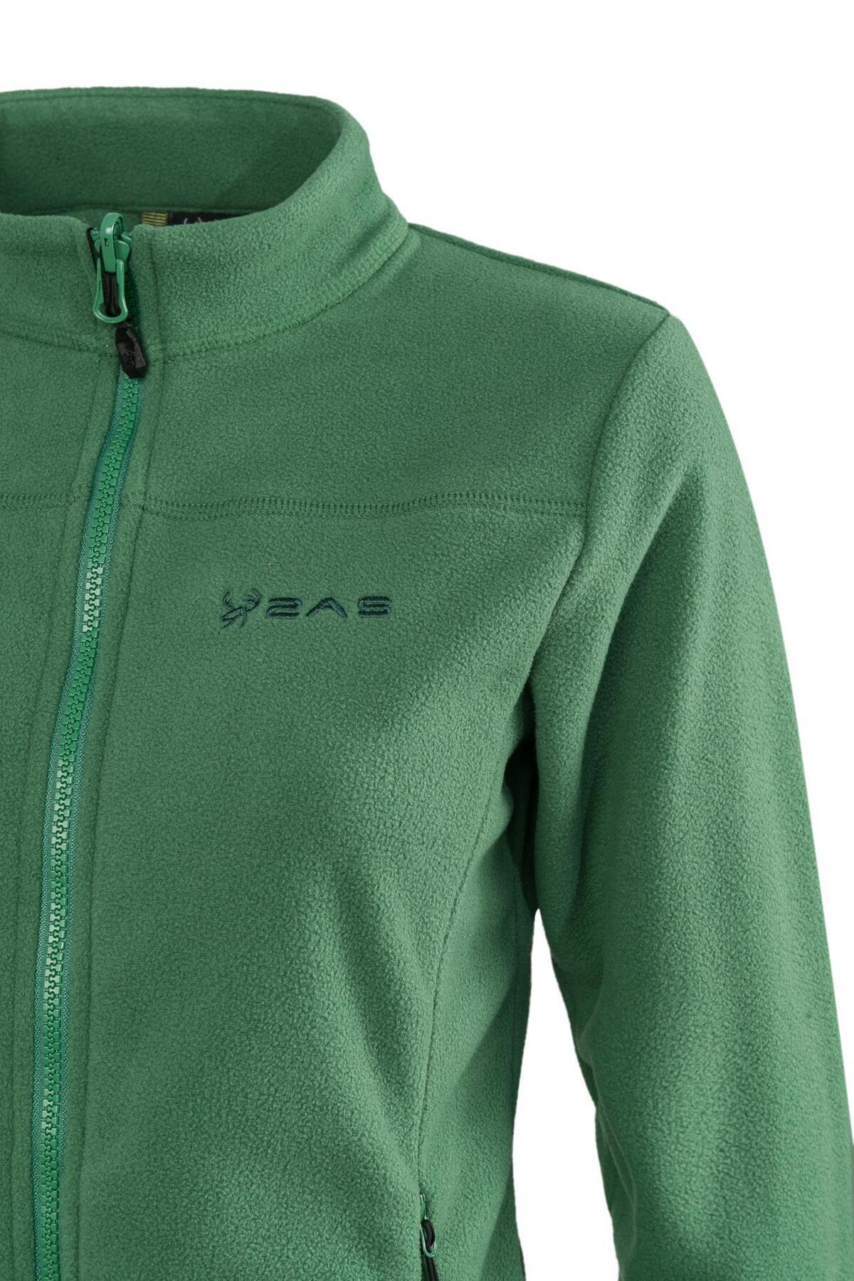 2AS-Women's Thin Fleece Sweatshirt - Green Full Zip 3