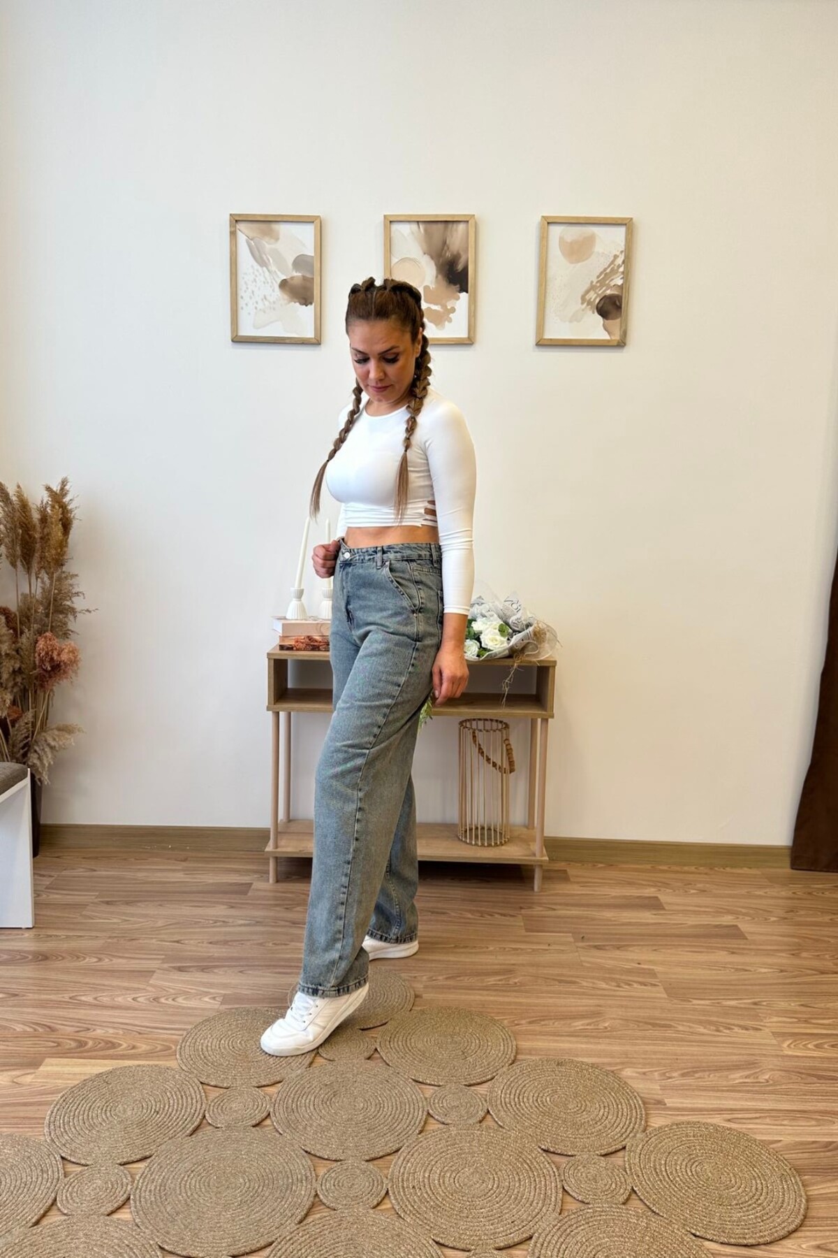 Aychayla Soluk Efektli Baggy Jean görsel 5