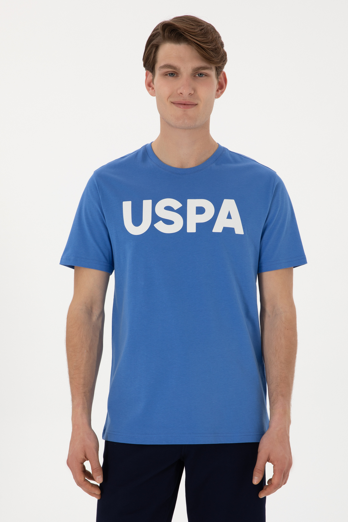 یو اس پولو تی‌شرت مردانه یقه گرد طرح نیلی کد ۵۰۲۹۷۹۸۸-VR028