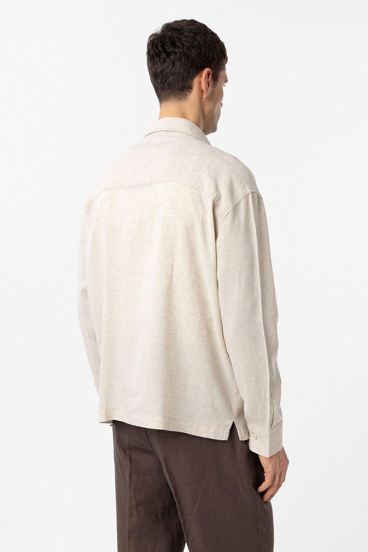 Antioch-Beige Linen Blended Relax Fit Men's Shirt 5