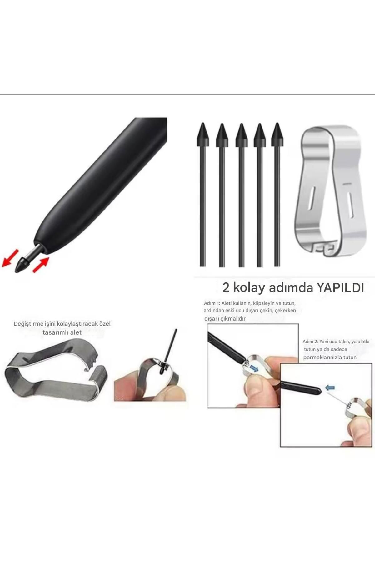 gökmer-Samsung Galaxy Tab S8/S8 Fe /S8 Ultra /S8 Plus Replacement Pen Tip 5 Pieces (Does Not Dirty the Screen) S Pen Compatible 7
