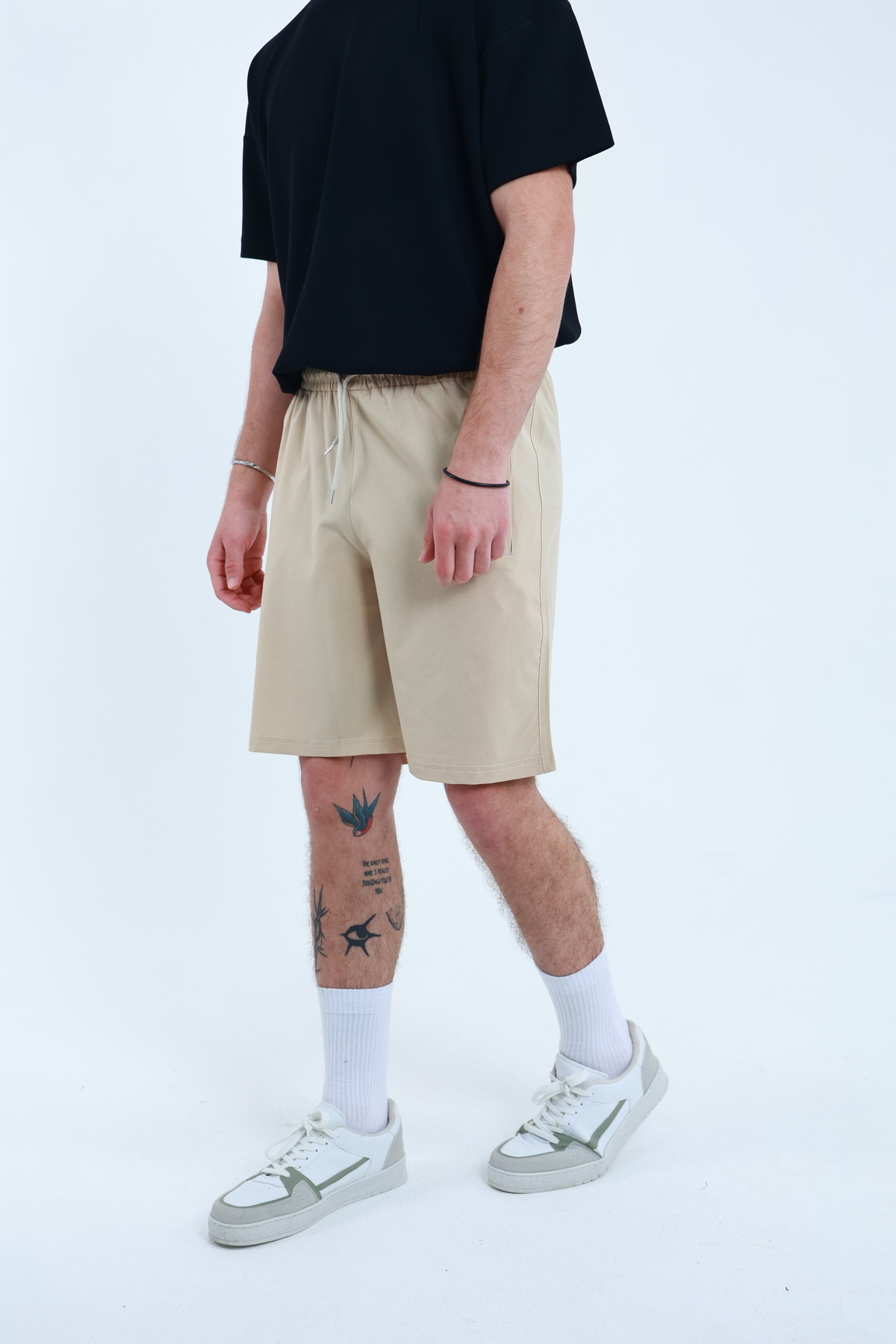 TKT  Erkek Paraşüt Kumaş (Dokuma) Fermuarlı Arka Cepli Beli Lastikli Şort Bermuda - Görsel 4