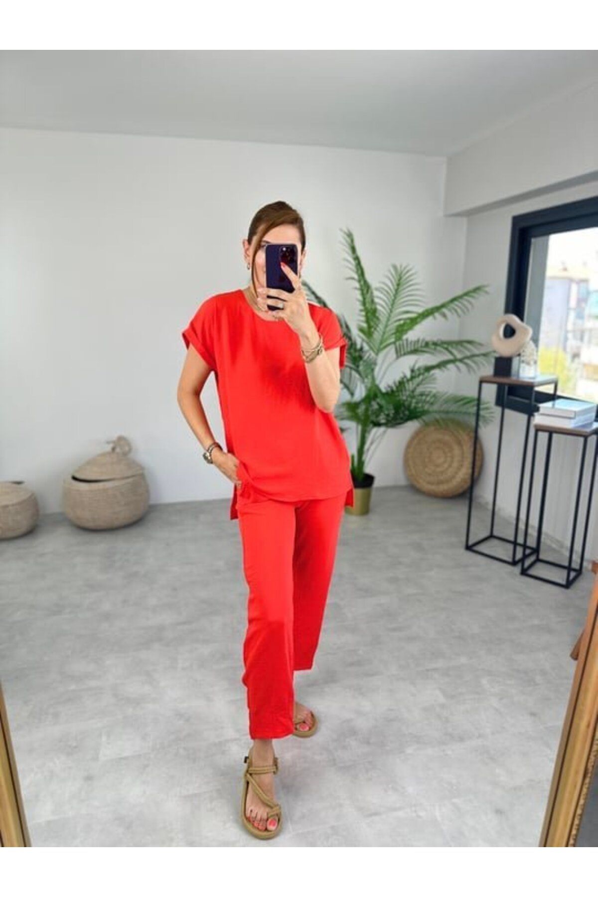 velmorafashion Kadın Bisiklet Yaka Paça Pensli Aerobin Kumaş İkili Takım