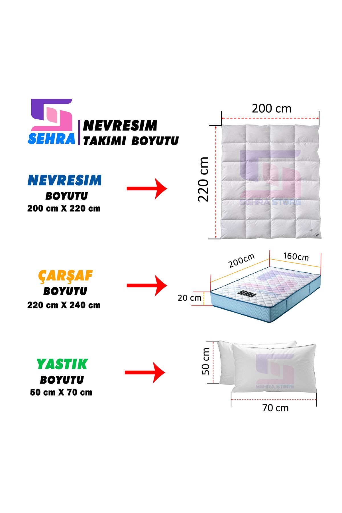 sehra-Luxurious Durable Soft Natural Cotton Double Duvet Cover Set+ Non-Fitted Sheet+ 2 Pillowcases 3