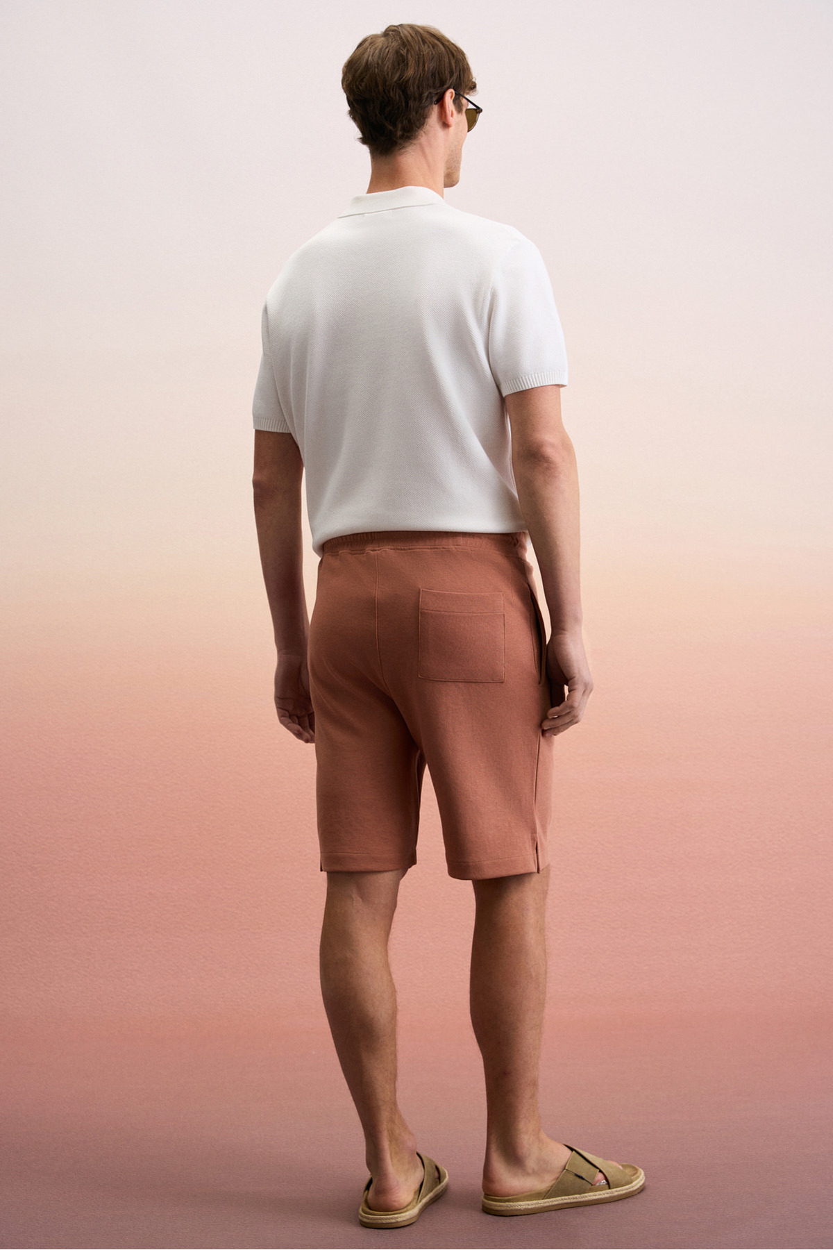 GRIMELANGE  MATSEN Erkek Beli Lastikli Yan ve Arka Cepli Relaxed Kiremit Rengi Şort - Görsel 6