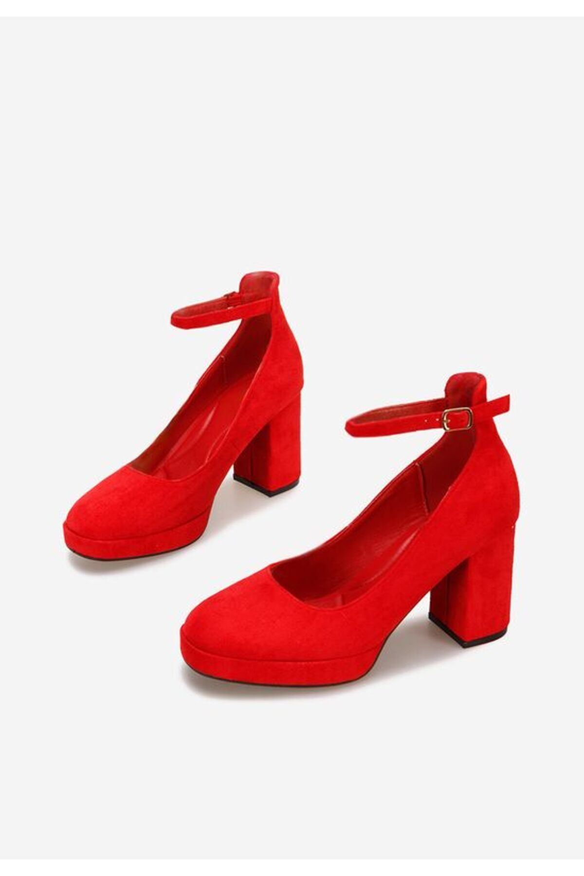 B T Shoes-Isperta V2 Red Chunky Heel Shoes 4