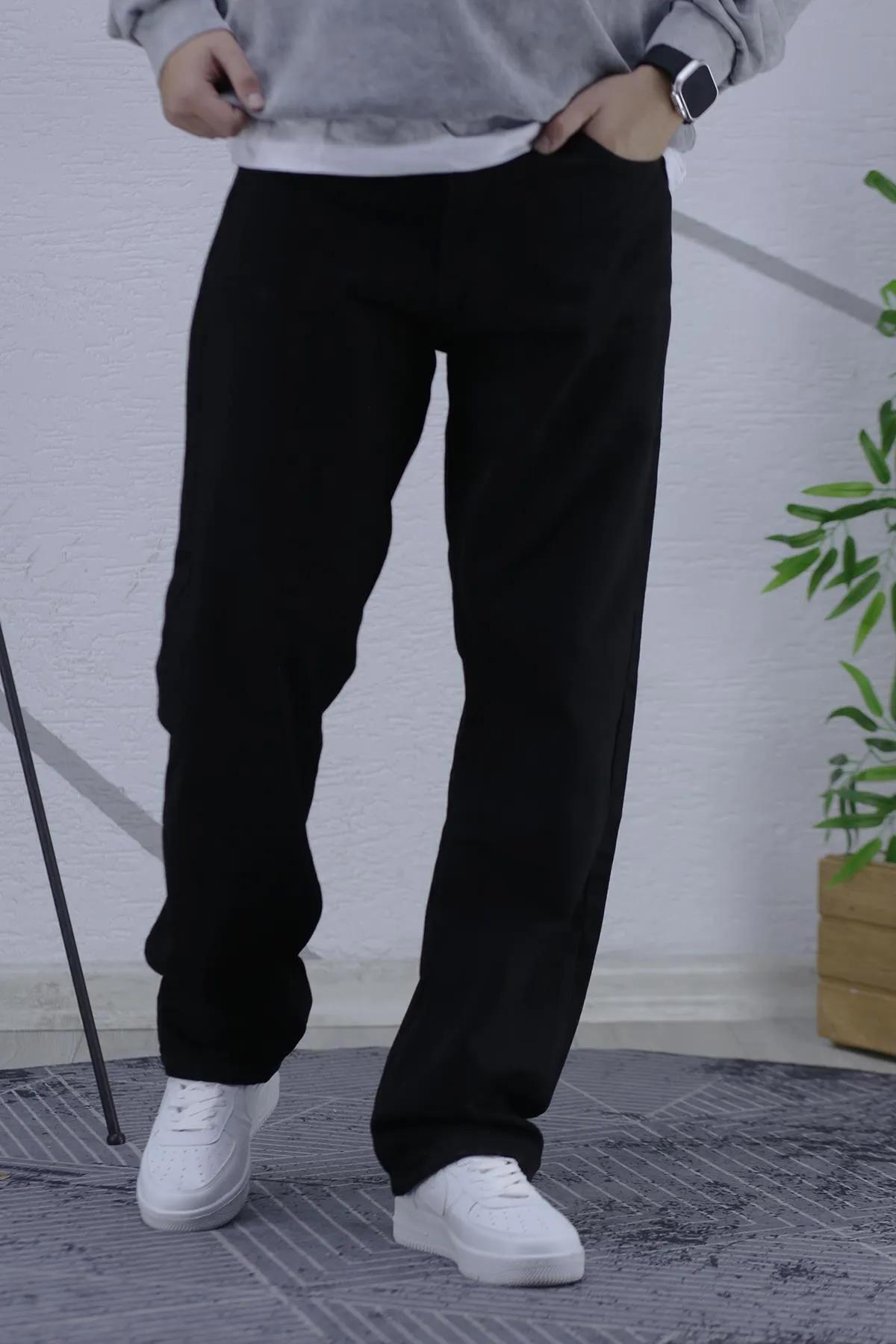 Düz Siyah Erkek Baggy Pantolon