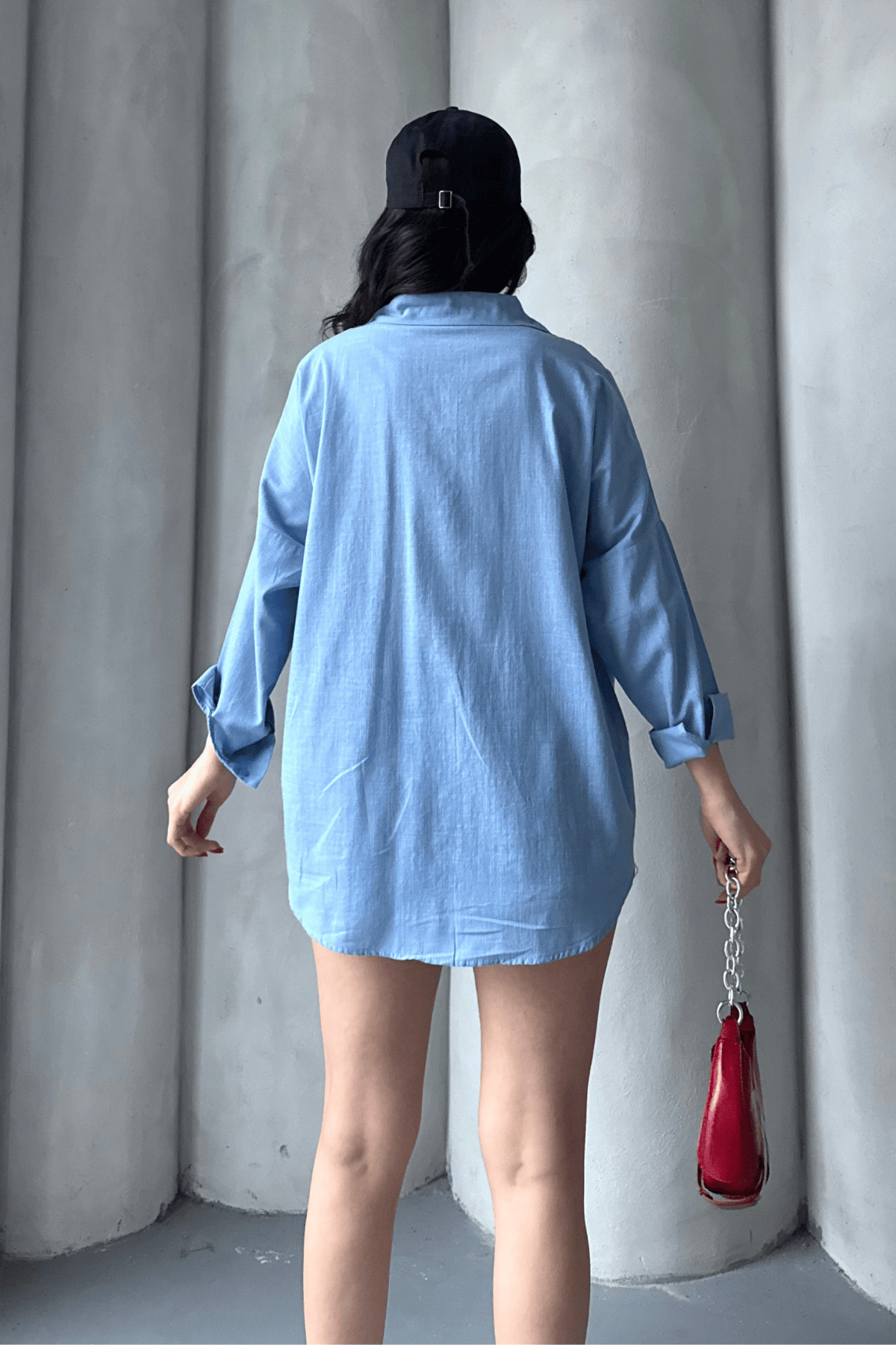 Paw Garage  Kadın Harper Çift Cepli Oversize Keten Gömlek, 2025 Summer Collection - Görsel 3