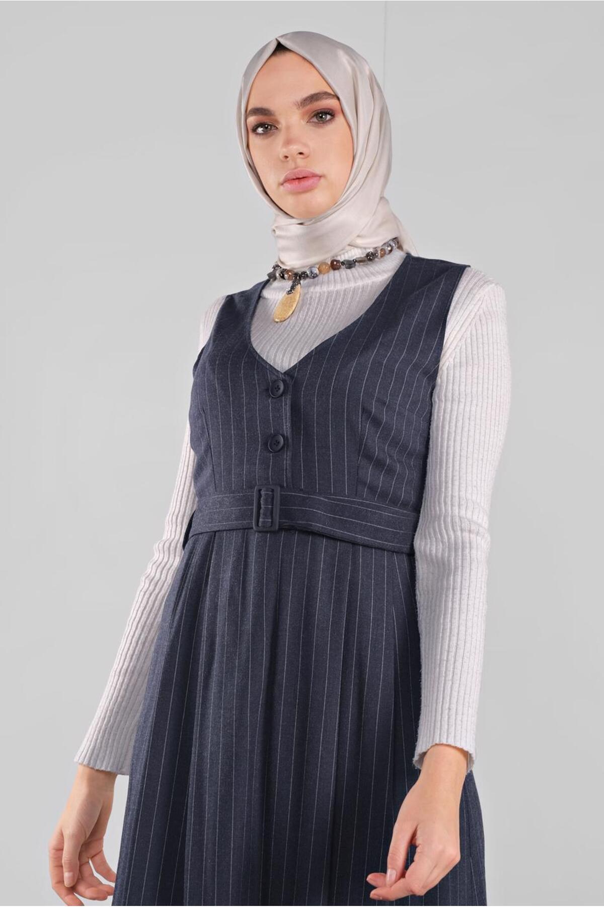 آلوینا پیراهن کمربند راه راه 41267