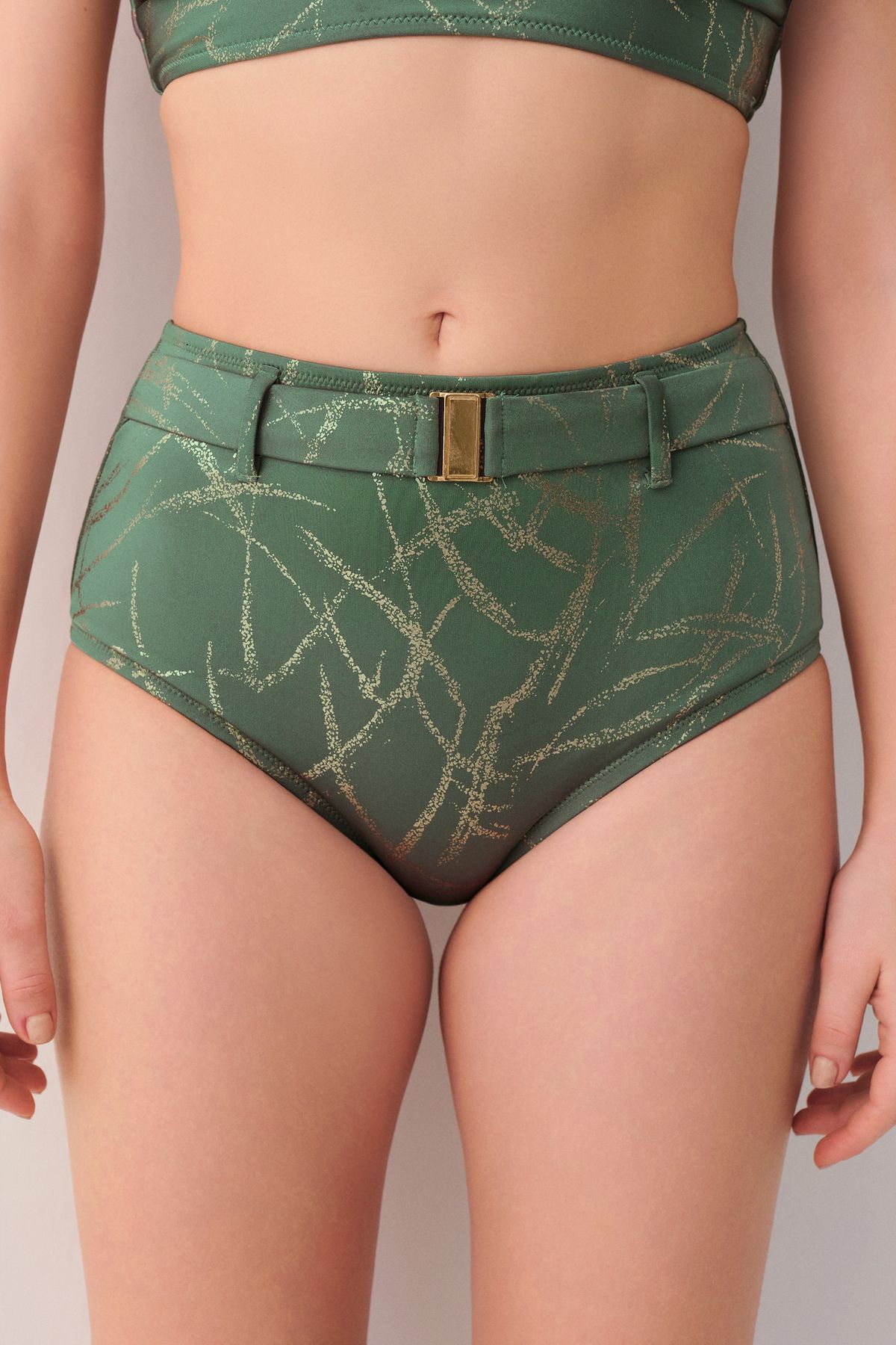 SUWEN Glace Yüksek Bel Kemerli Bikini Alt
