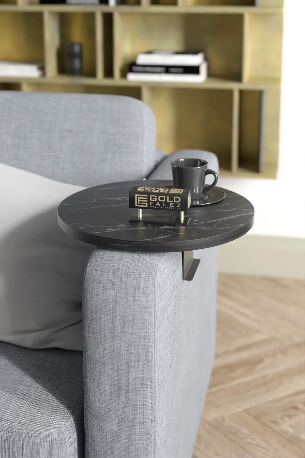 GOLDFALEZ Masă Laterală Reglabilă Pentru Canapea În Bendir| Birou Pentru Laptop În Formă De C | Mobilier De Living Modern - One Size