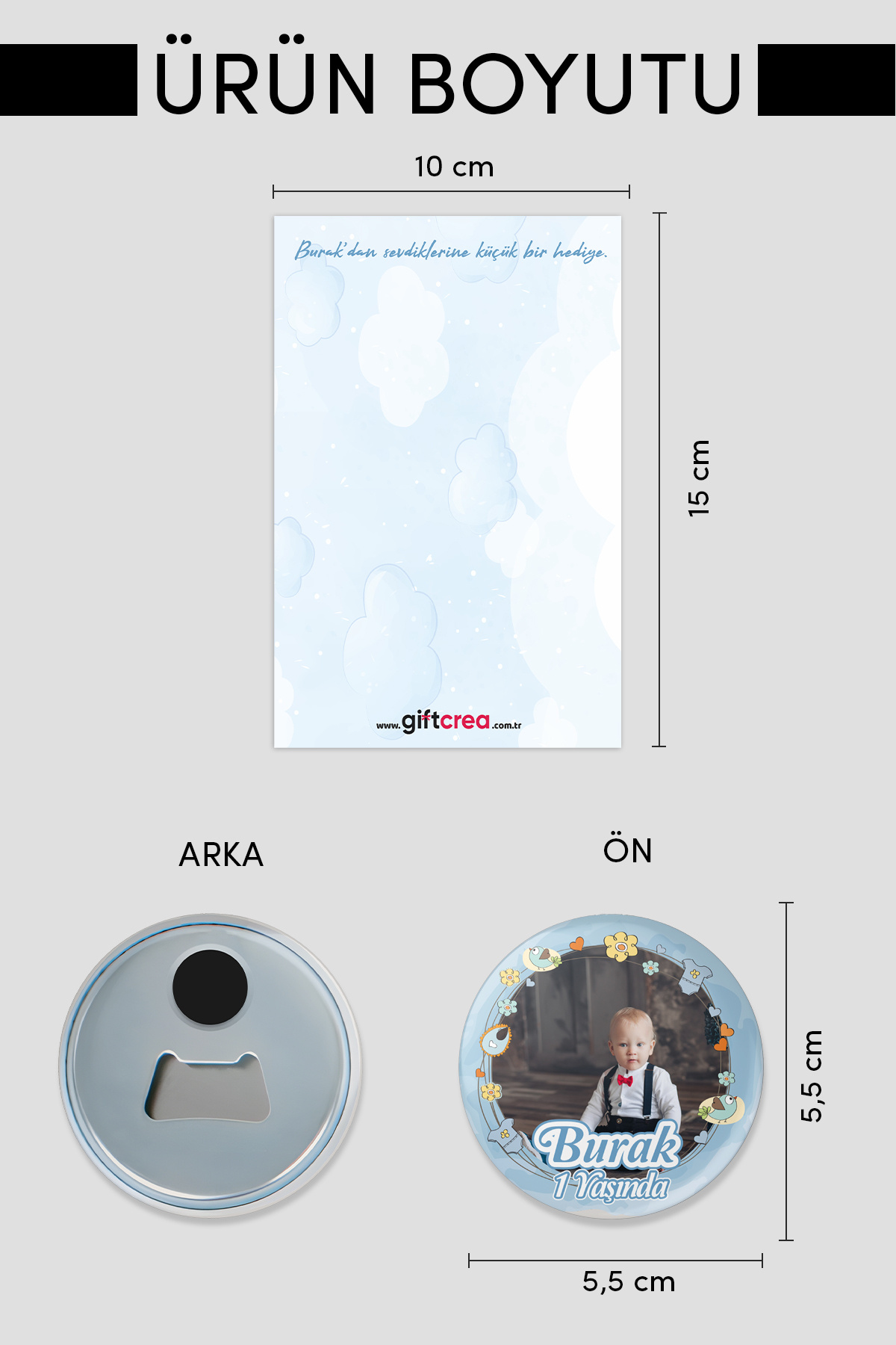 giftcrea Yeni Doğan Erkek Bebek İçin Hoş Geldin Magnet Yuvarlak Açacaklı Fotoğraf Baskılı fotoğrafı 4 (önizleme)