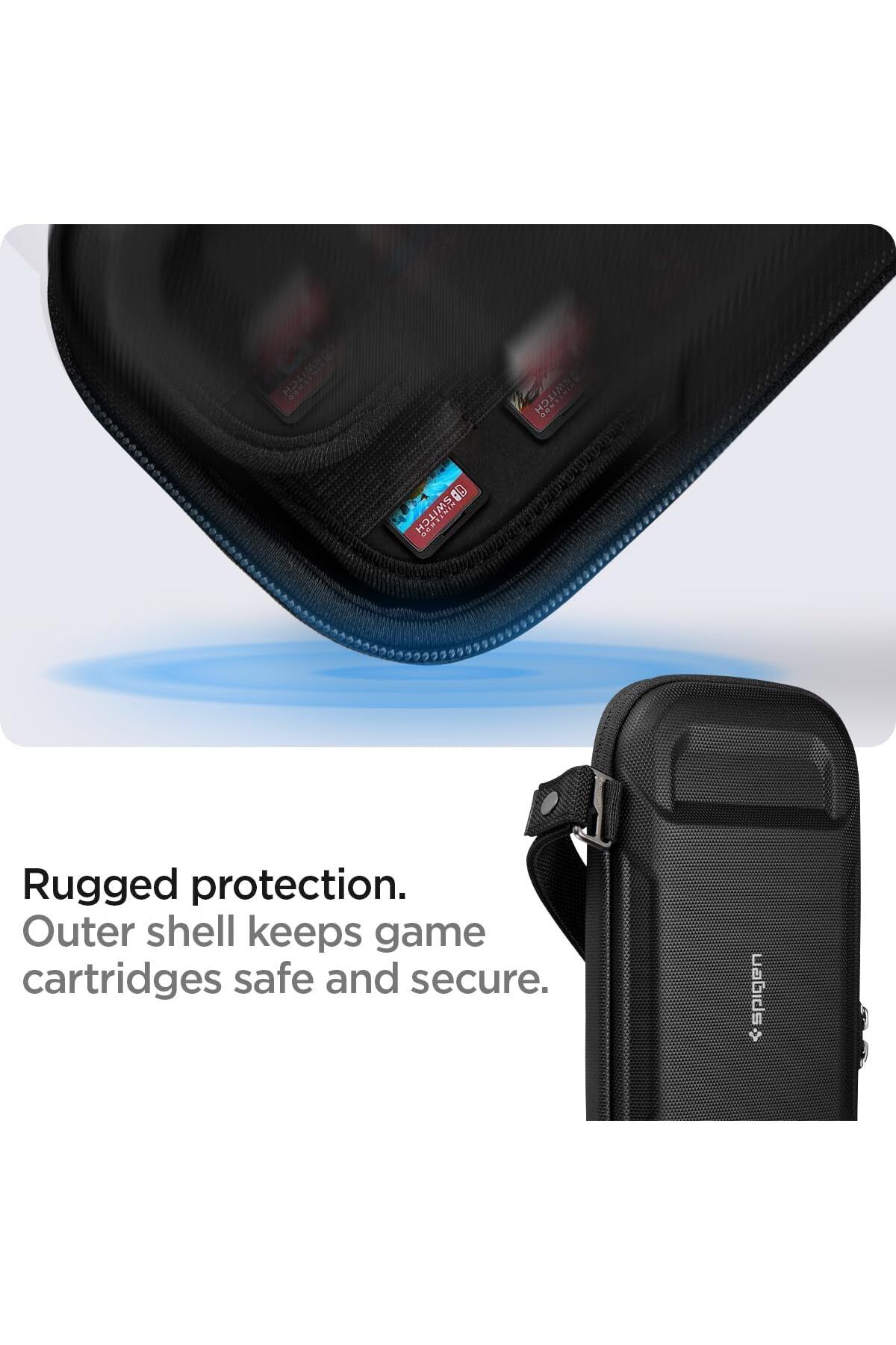Spigen-Rugged Armor Pro Game Card case for Nintendo Switch/OLED Micro SDCards/AirTag Portable Black 5