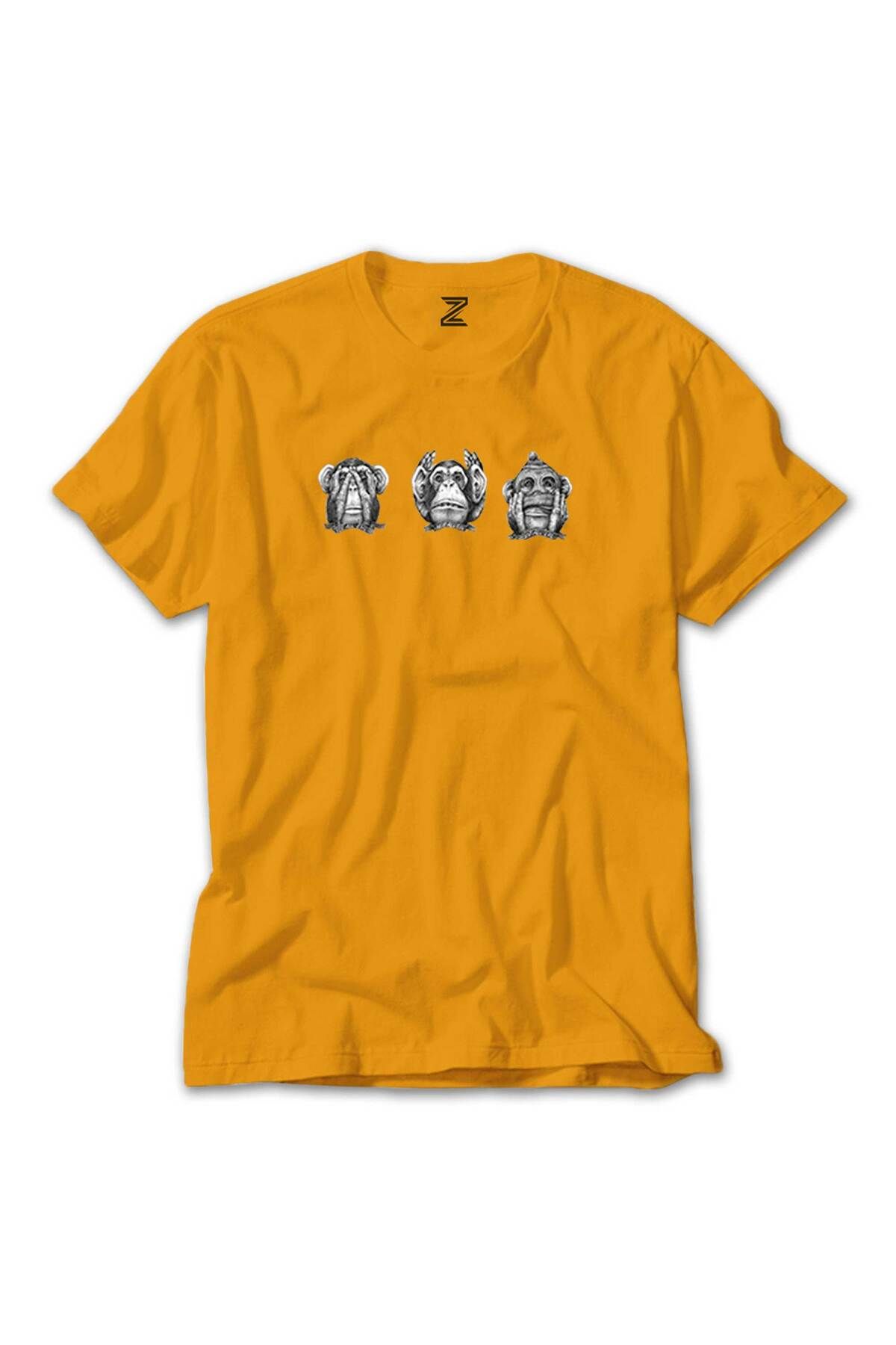 WAKHA Three Monkeys Cartoon Sarı Tişört