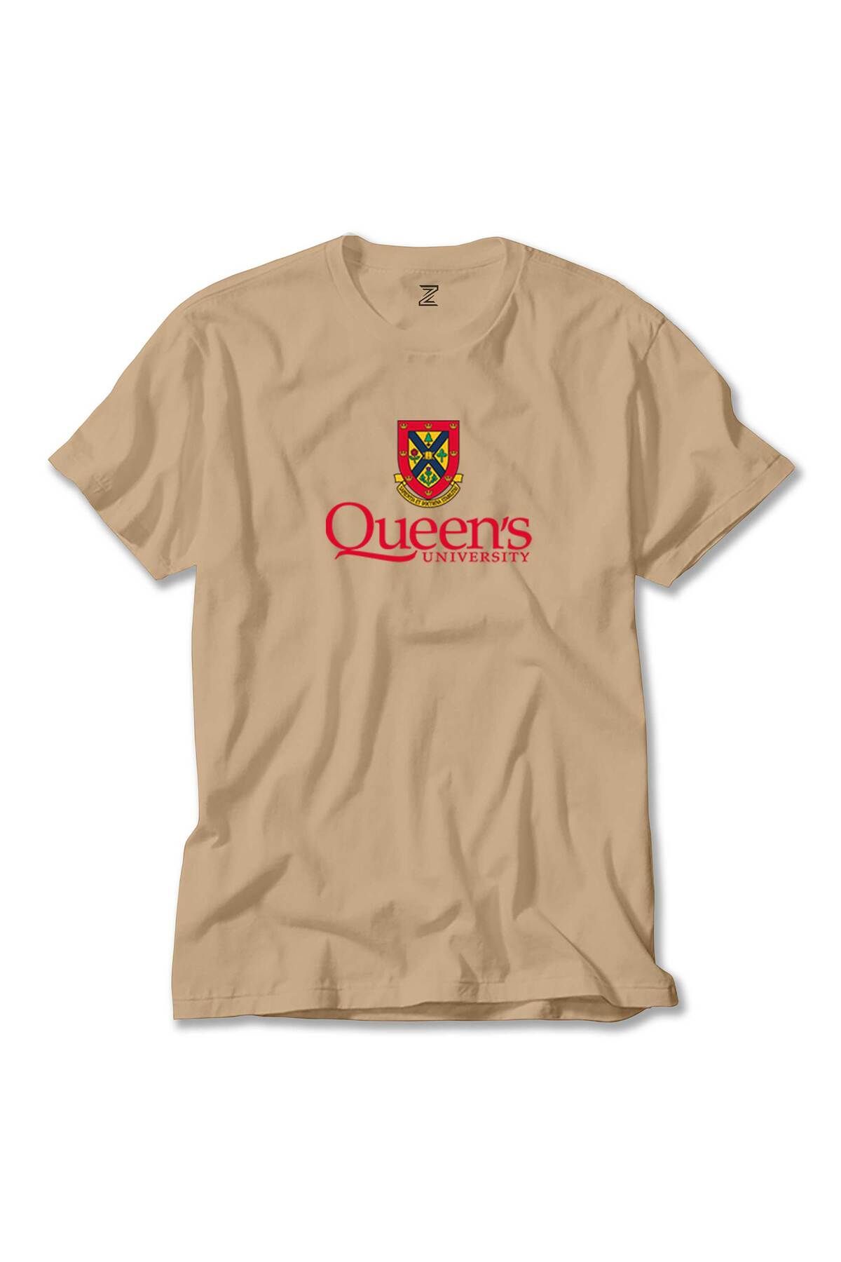 WAKHA Queen's University Logo Krem Tişört