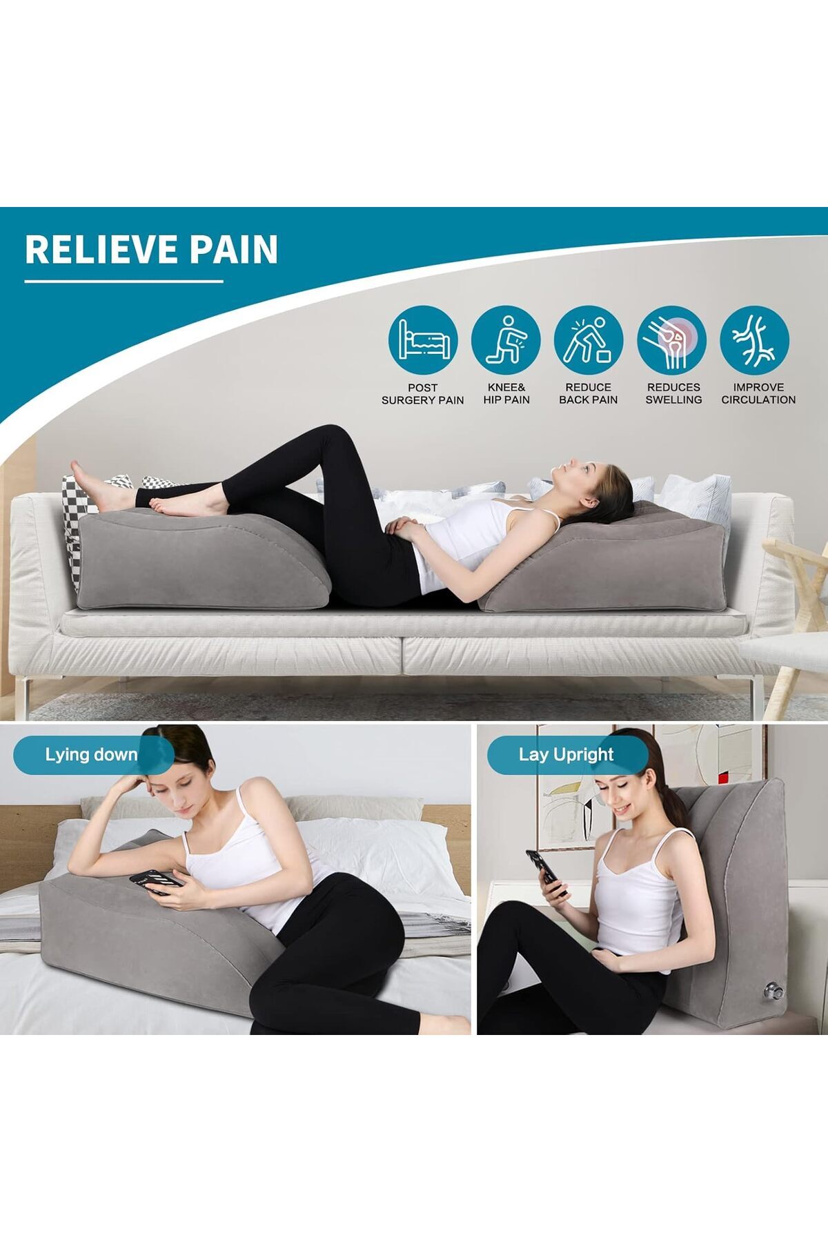 Yelajoy-Leg Elevation Pillow,Inflatable,Improve Circulataion and Reduce Swelling,for improving Sleep Quality 3