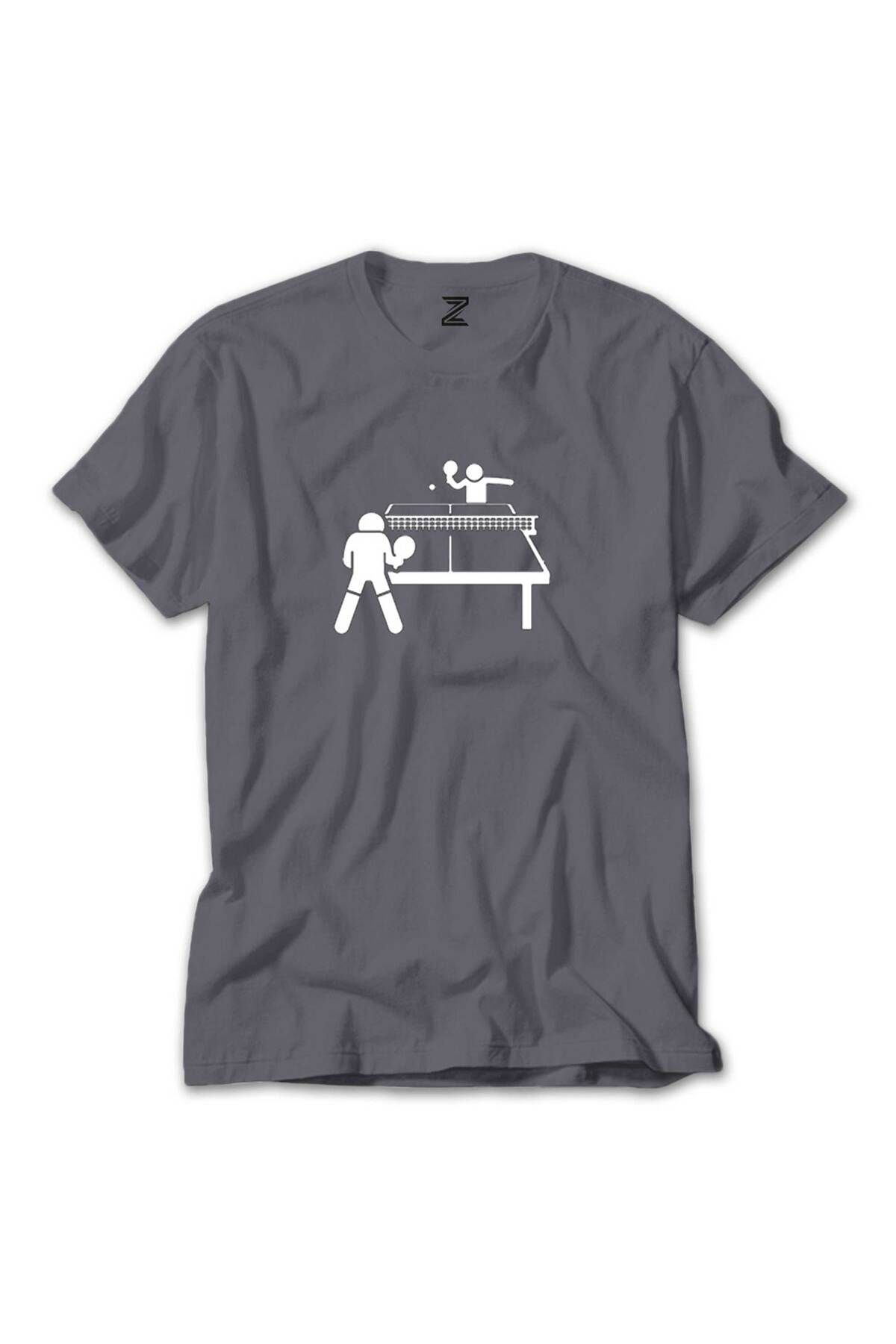 WAKHA Ping Pong Table Tennis Round Gri Tişört