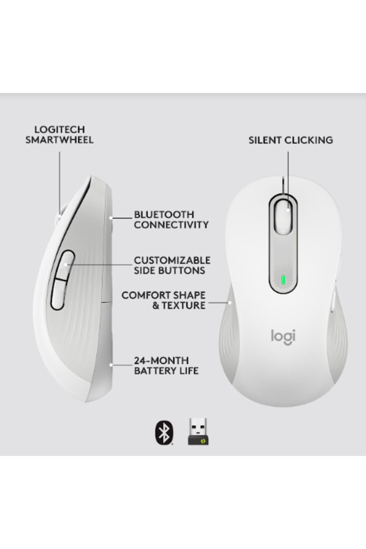 logitech-Logitech Signature M650 Left Wireless Mouse, USB, 4000 dpi, recommended for left-handed users (White) 11