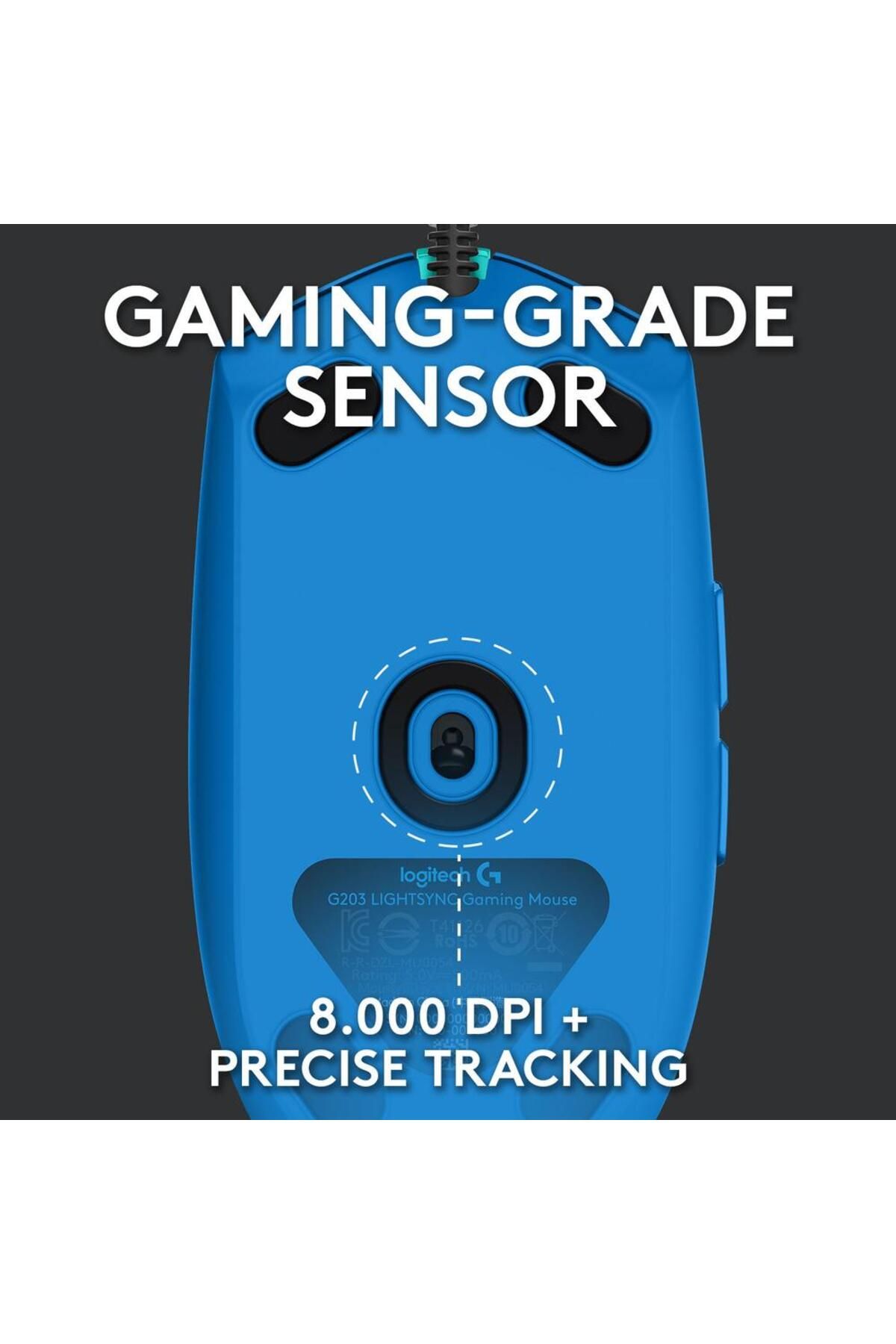 logitech-Mouse Gaming Logitech G102 Lightsync, 8000 dpi, iluminat RGB, USB (Albastru) 6