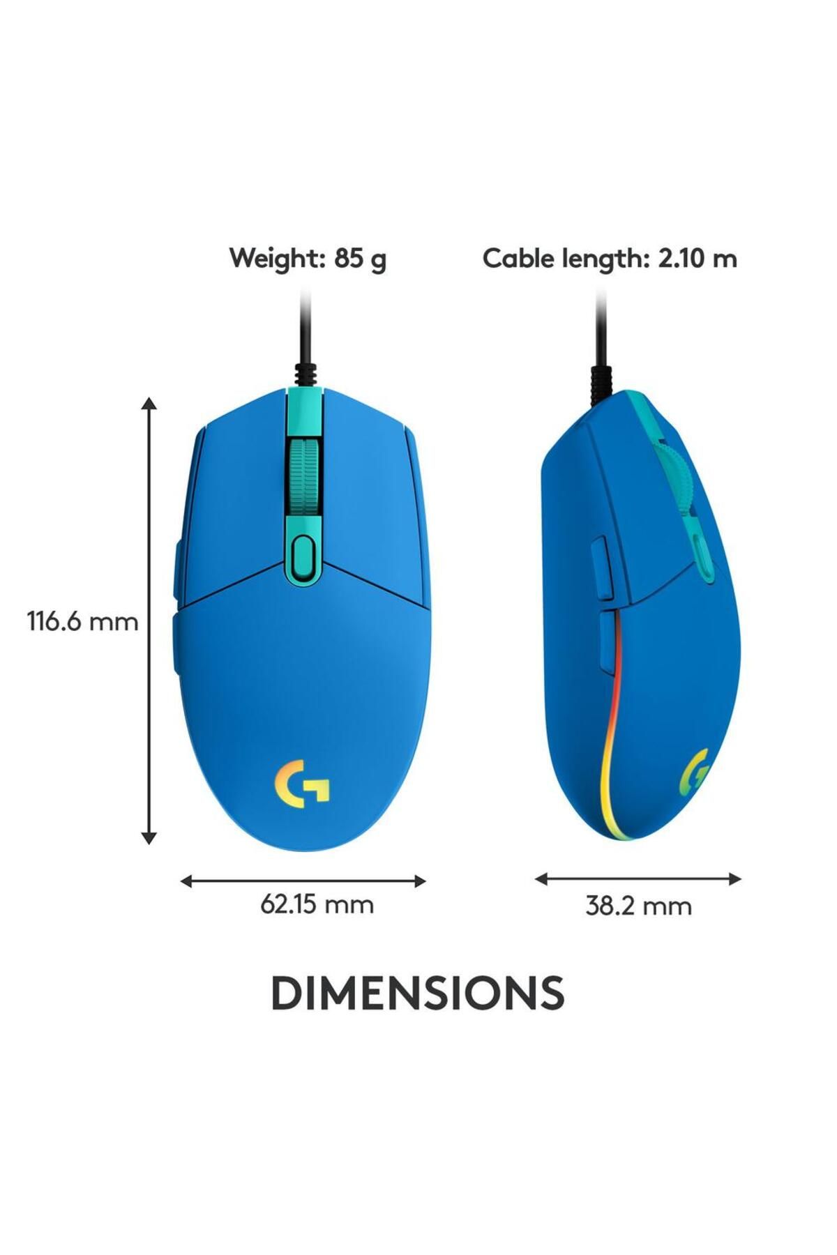 logitech-Mouse Gaming Logitech G102 Lightsync, 8000 dpi, iluminat RGB, USB (Albastru) 11