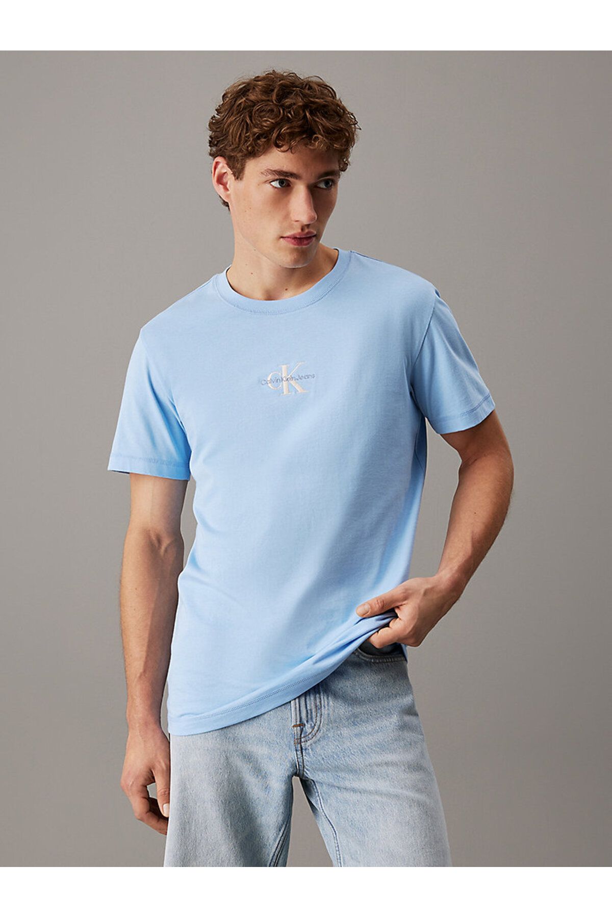 تیشرت مردانه مونوگرام آبی Calvin Klein
