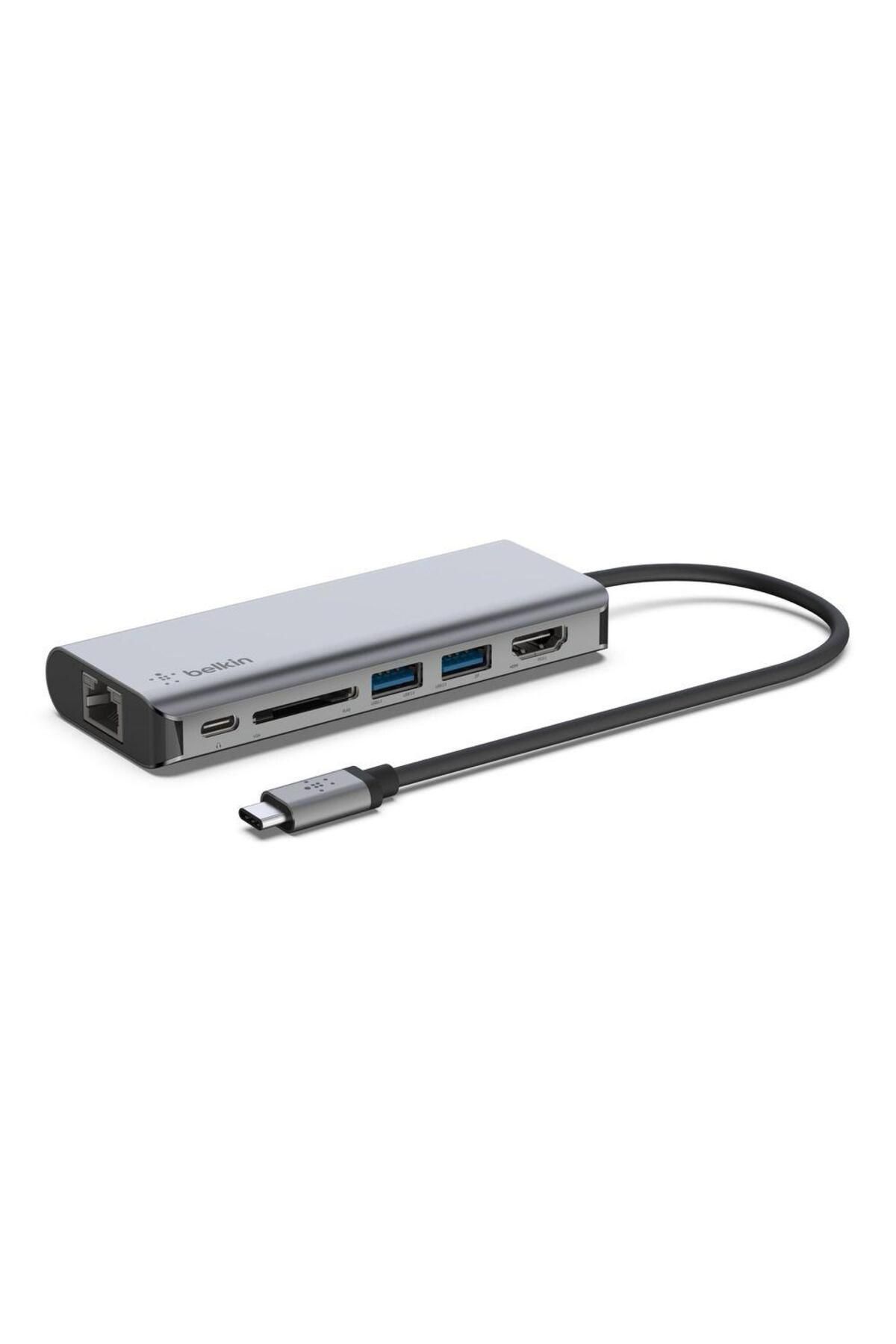 Belkin-HUB USB Belkin CONNECT AVC008btSGY, USB-C, 6 în 1, HDMI, USB-C PD, USB-A 3.0, Cititor de carduri SD (Gri) 2