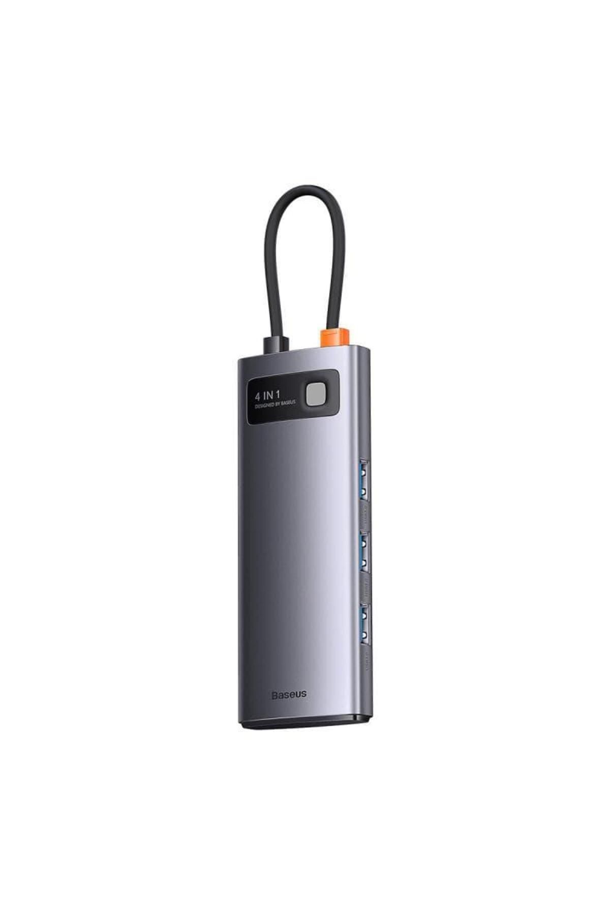 Baseus-HUB USB Baseus Metal Gleam WKWG070013, aluminiu, 4-in-1, USB-C - 4x USB 3.2 (Gri) 3