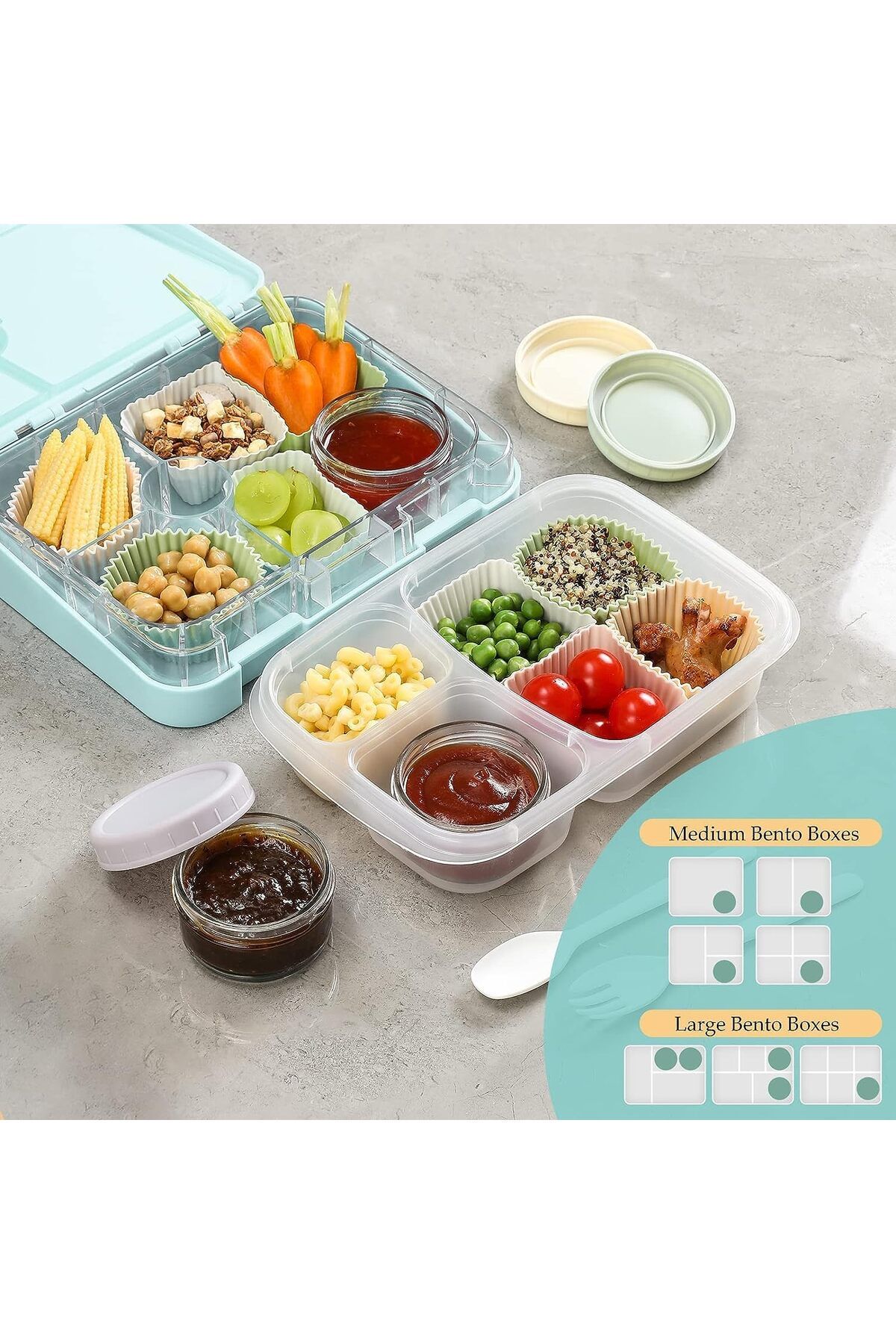 COOYA-6 Pack Condiment Containers with Lids,100ml for Lunch Box,BPA Free Condiment Cups,7.4x5.7x6.3cm 6