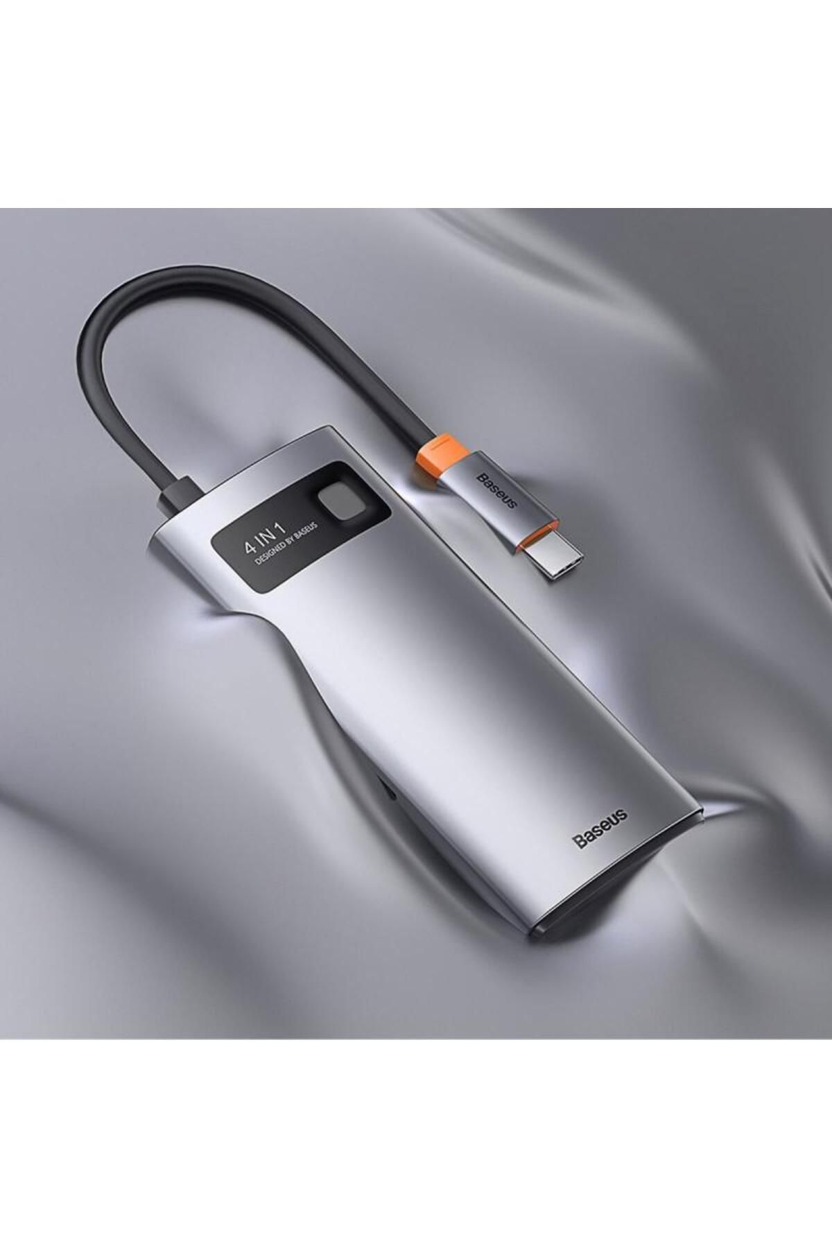 Baseus-HUB USB Baseus Metal Gleam WKWG070013, aluminiu, 4-in-1, USB-C - 4x USB 3.2 (Gri) 11
