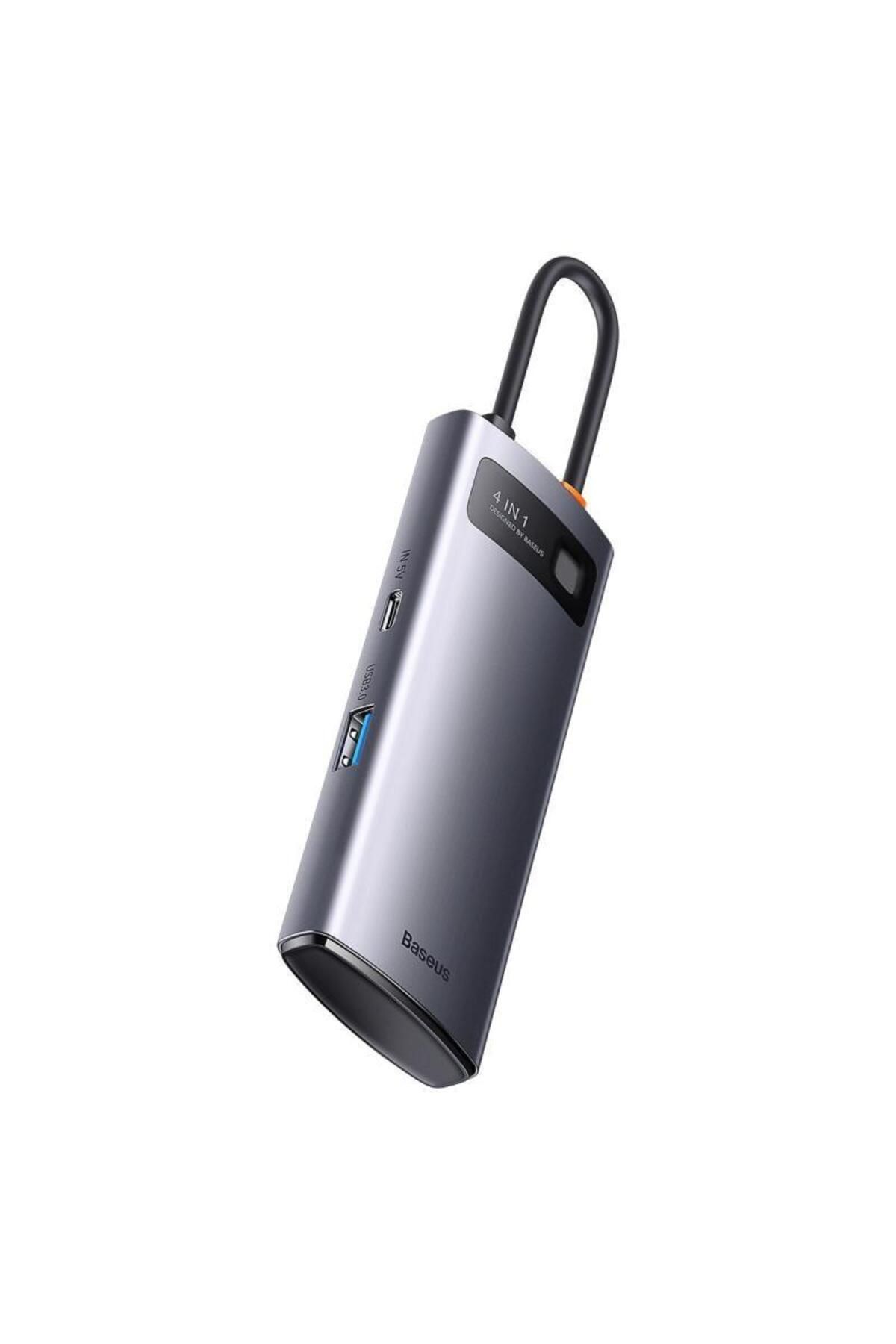 Baseus-HUB USB Baseus Metal Gleam WKWG070013, aluminiu, 4-in-1, USB-C - 4x USB 3.2 (Gri) 2
