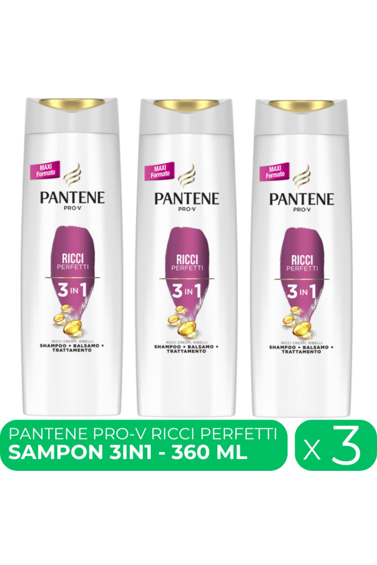 Pantene Pro-v 3in1 Ricci Perfetti, Sampon Femei, 3 Buc X 360 Ml Femeie - One Size