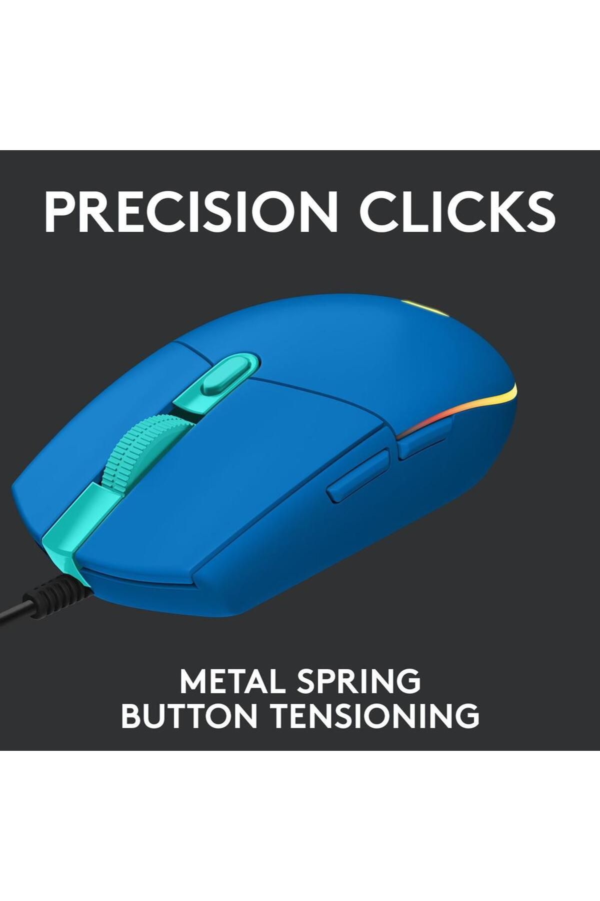 logitech-Mouse Gaming Logitech G102 Lightsync, 8000 dpi, iluminat RGB, USB (Albastru) 8
