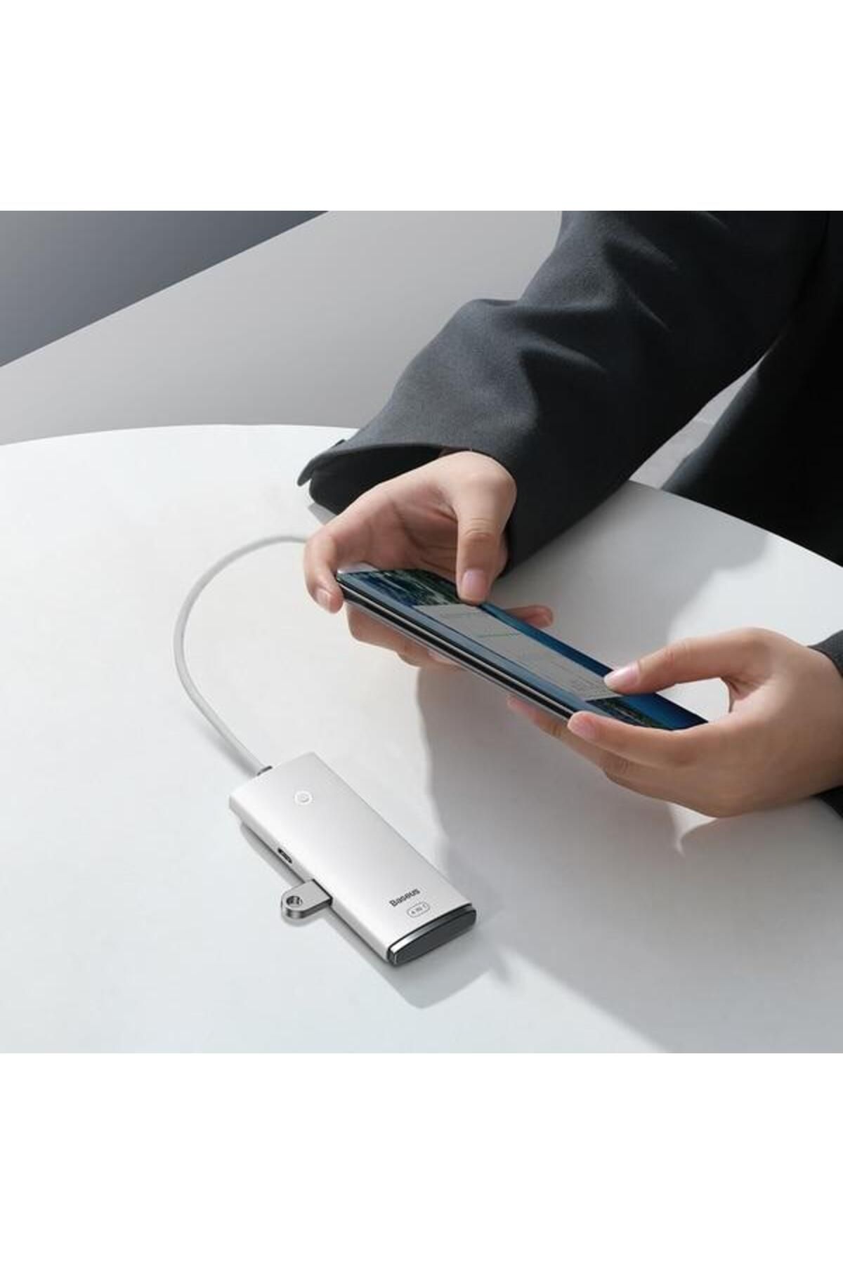 Baseus-Hub USB Baseus Lite WKQX030002, 4 porturi USB 3.2, 0.25m (Alb) 4