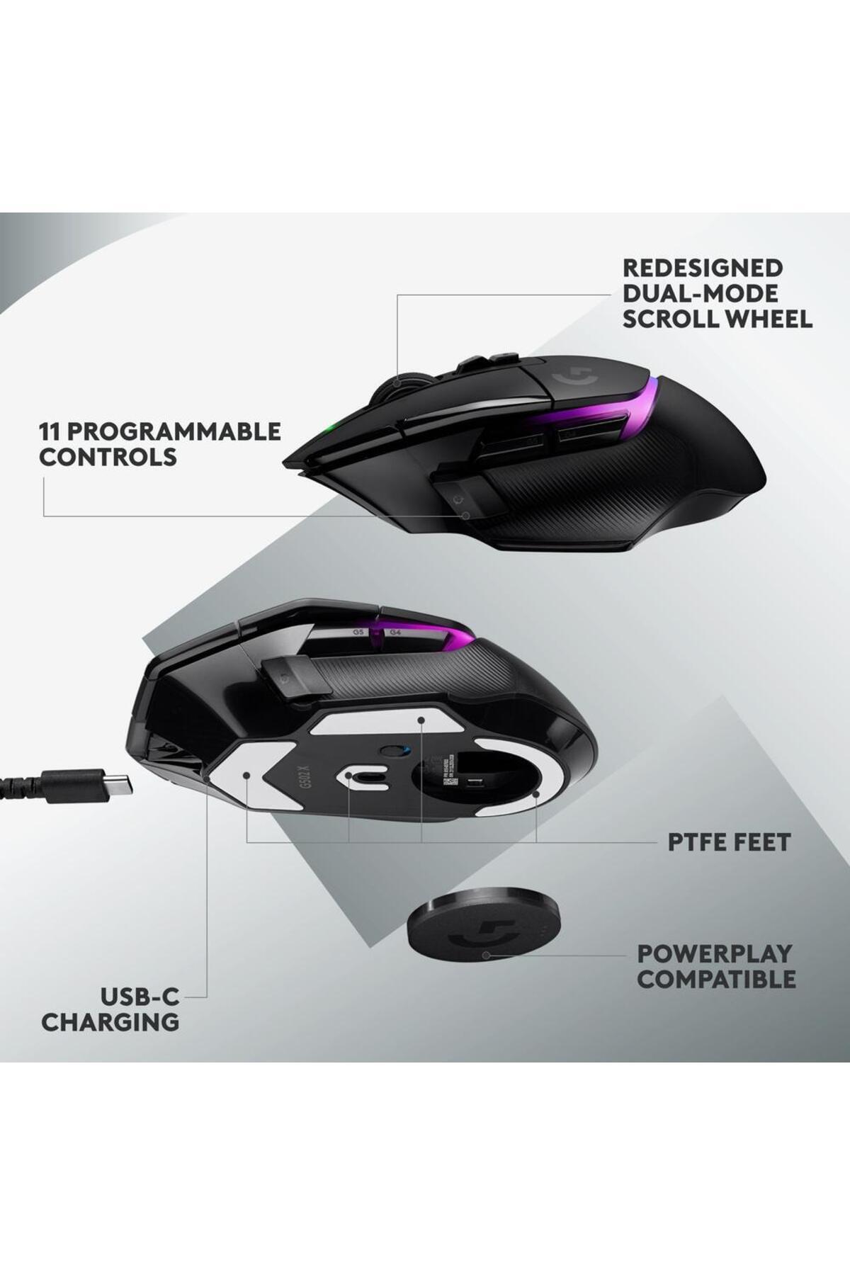 logitech-Mouse pentru jocuri Logitech G502 X Plus, Lightspeed Wireless, Hero 25K DPI (Negru) 12