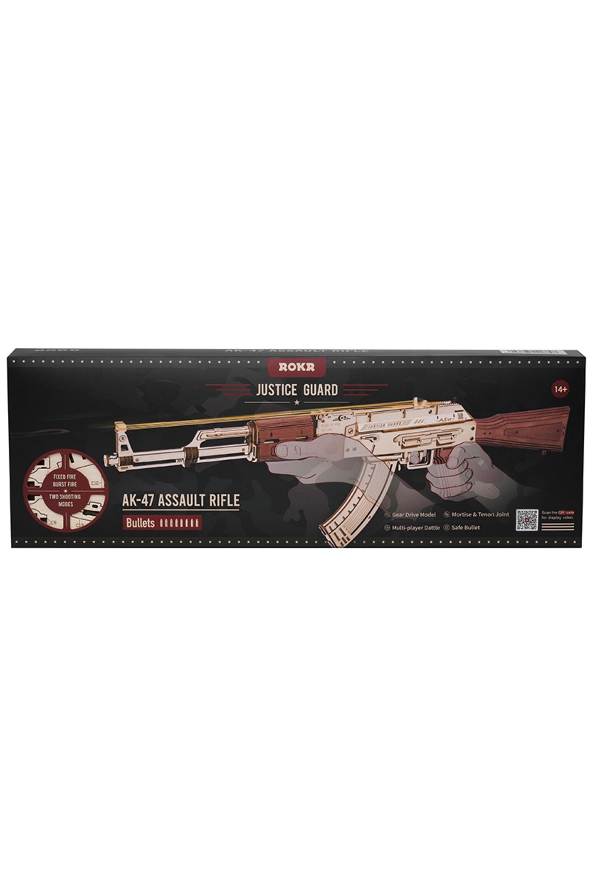 ROKR-نموذج أحجية خشبي ثلاثي الأبعاد AK47 بأشرطة مطاطية من G-un Toys 3